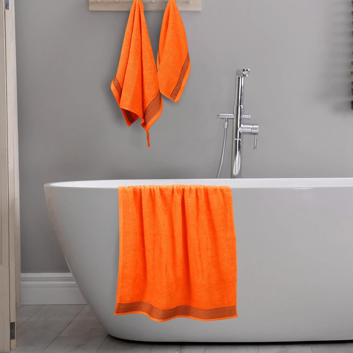 Belizzi Home Ultra Soft Cotton Towel Set 3 Pack - Orange