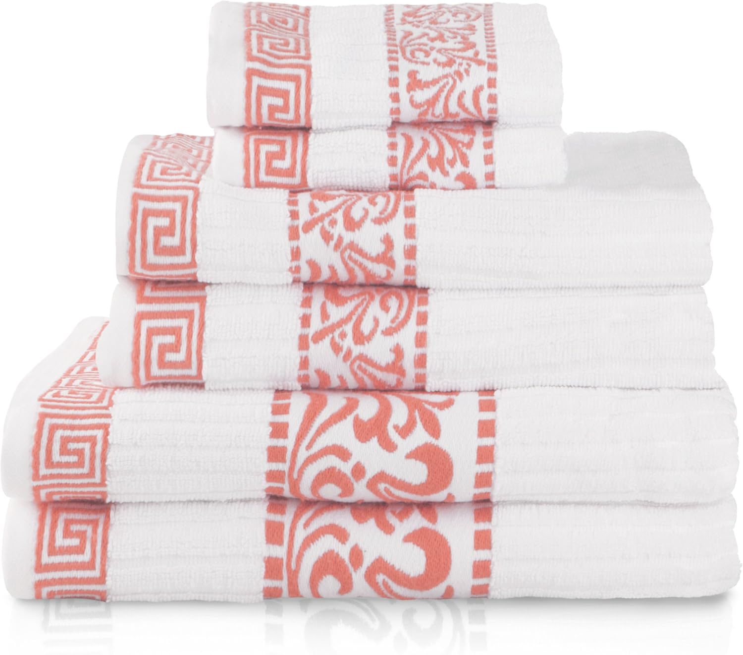 Superior 6-Piece Cotton Towel Set with Greek Pattern