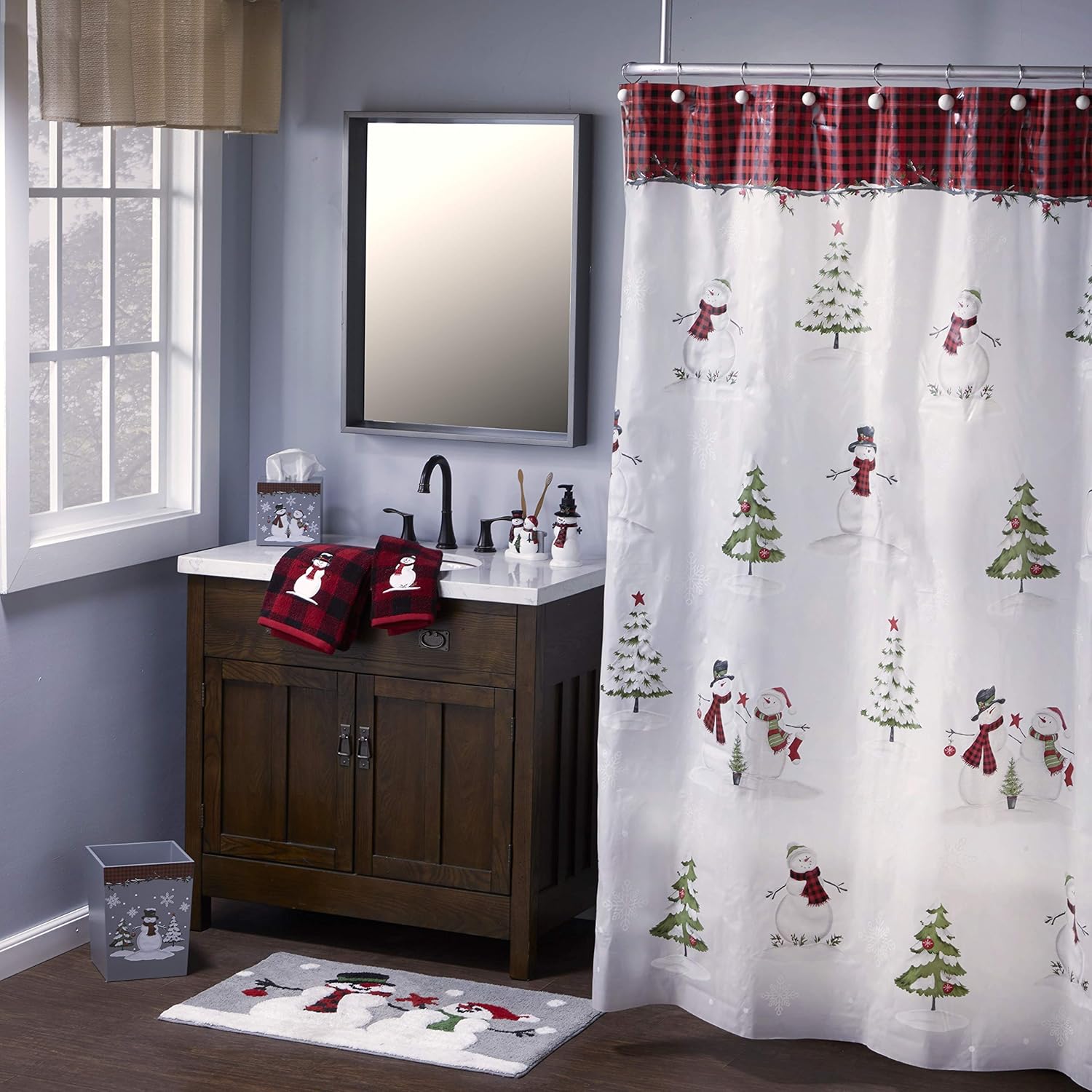 SKL Home Christmas Snowman Bath Towel Red
