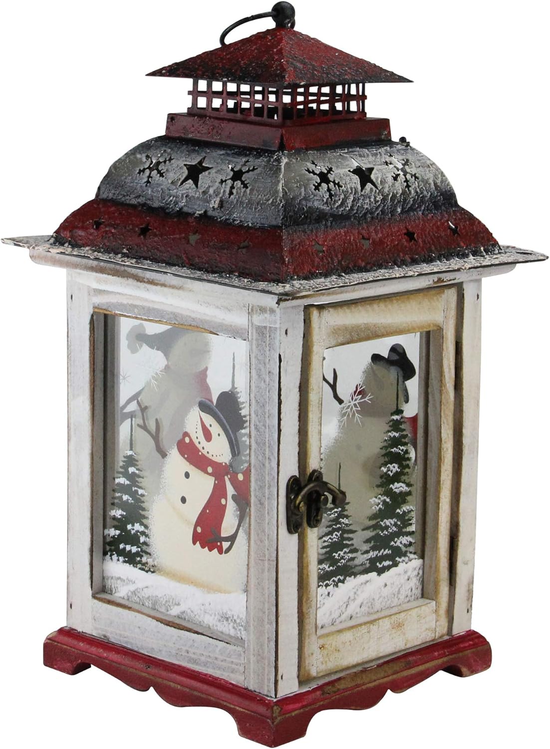 Northlight Snowman Christmas Pillar Candle Lantern 145 White