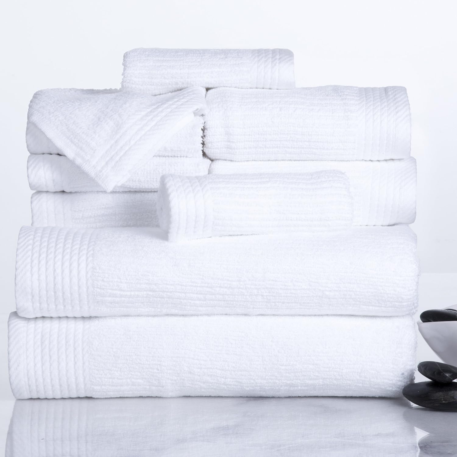 Lavish Home 100 Cotton 10-Piece Towel Set - White 1