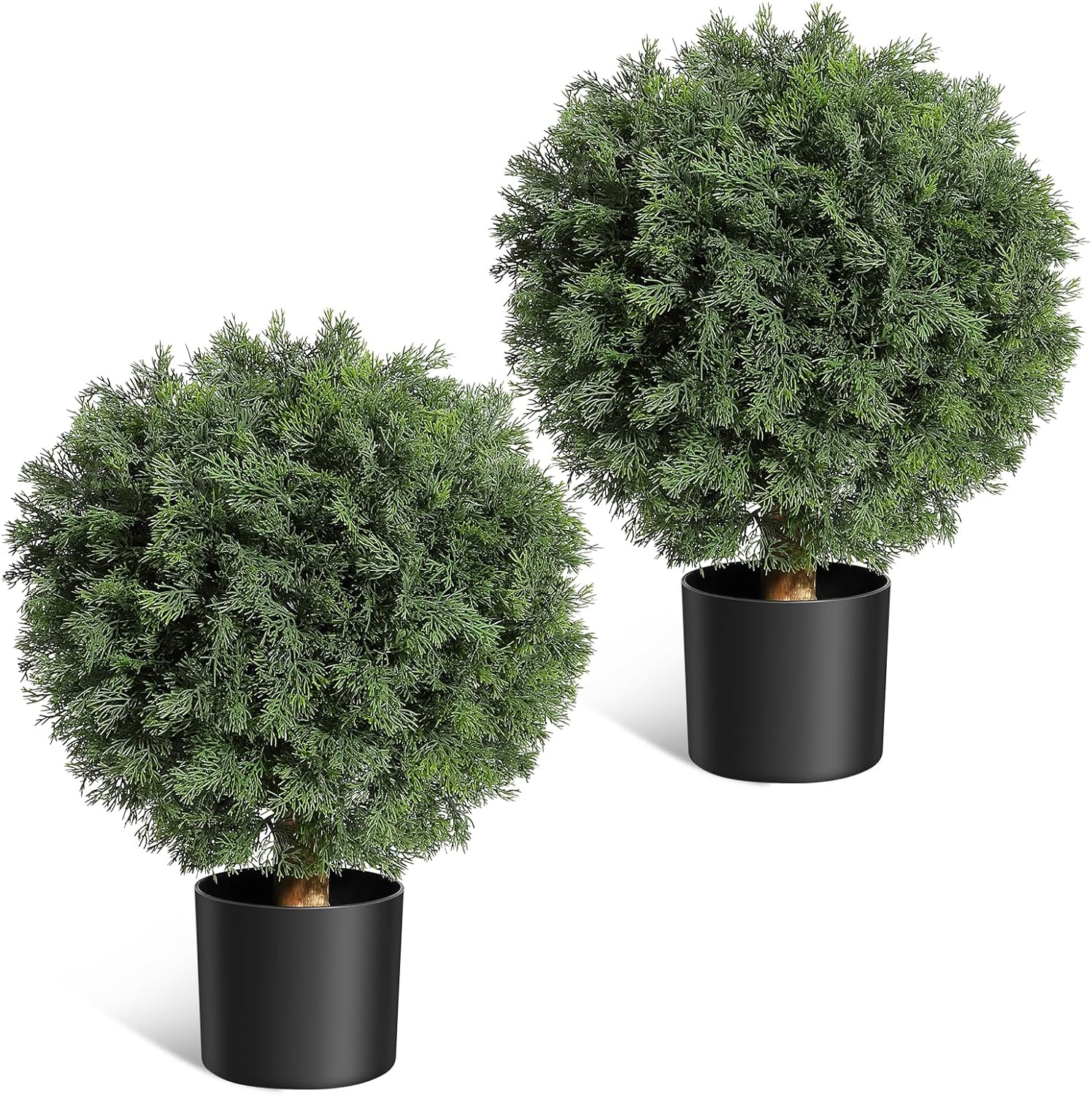 GarveeHome 24 Artificial Cedar Topiary Ball Tree 2 Pack