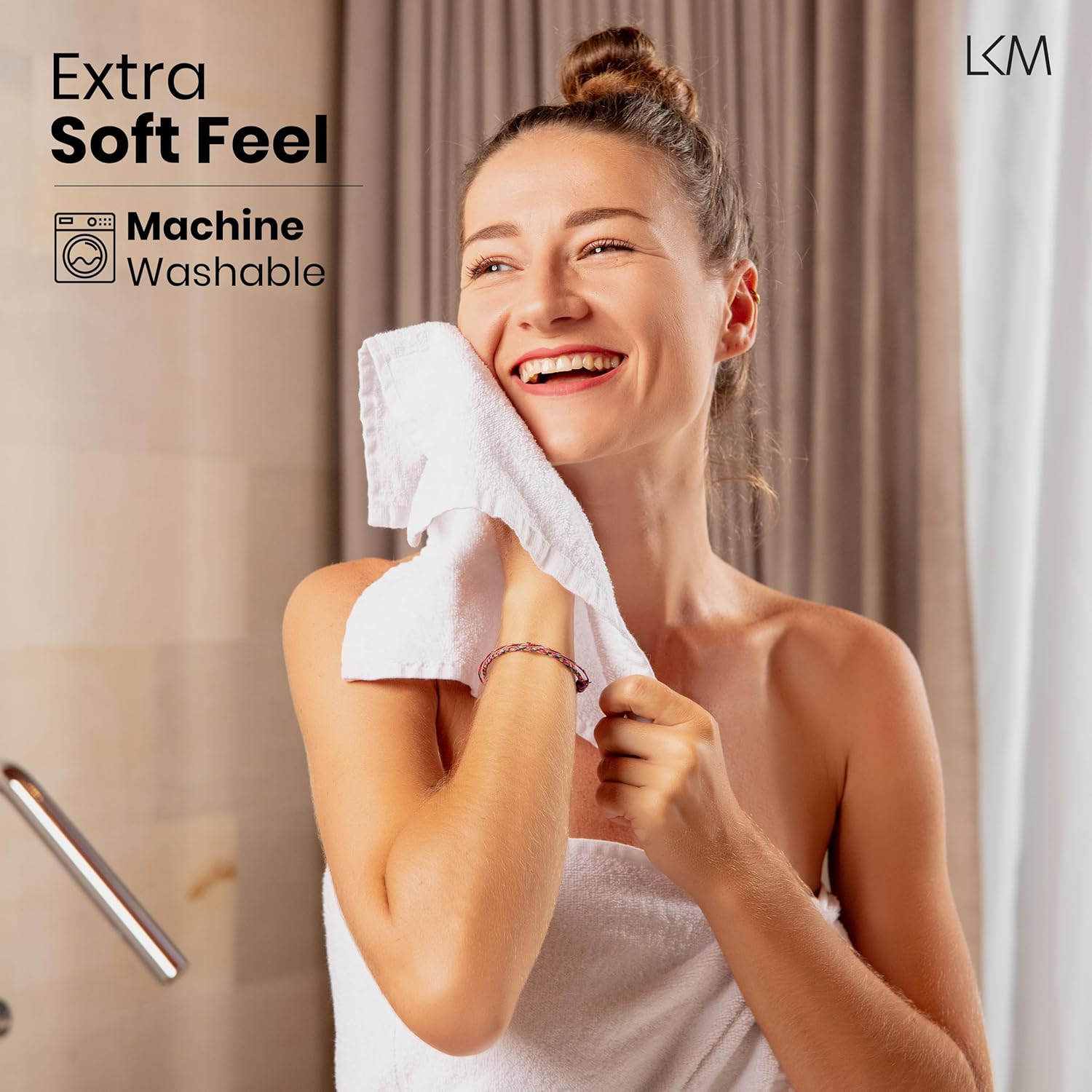 LKM Turkish Cotton Bath Towel Set 3 Piece Grey Luxury Towels
