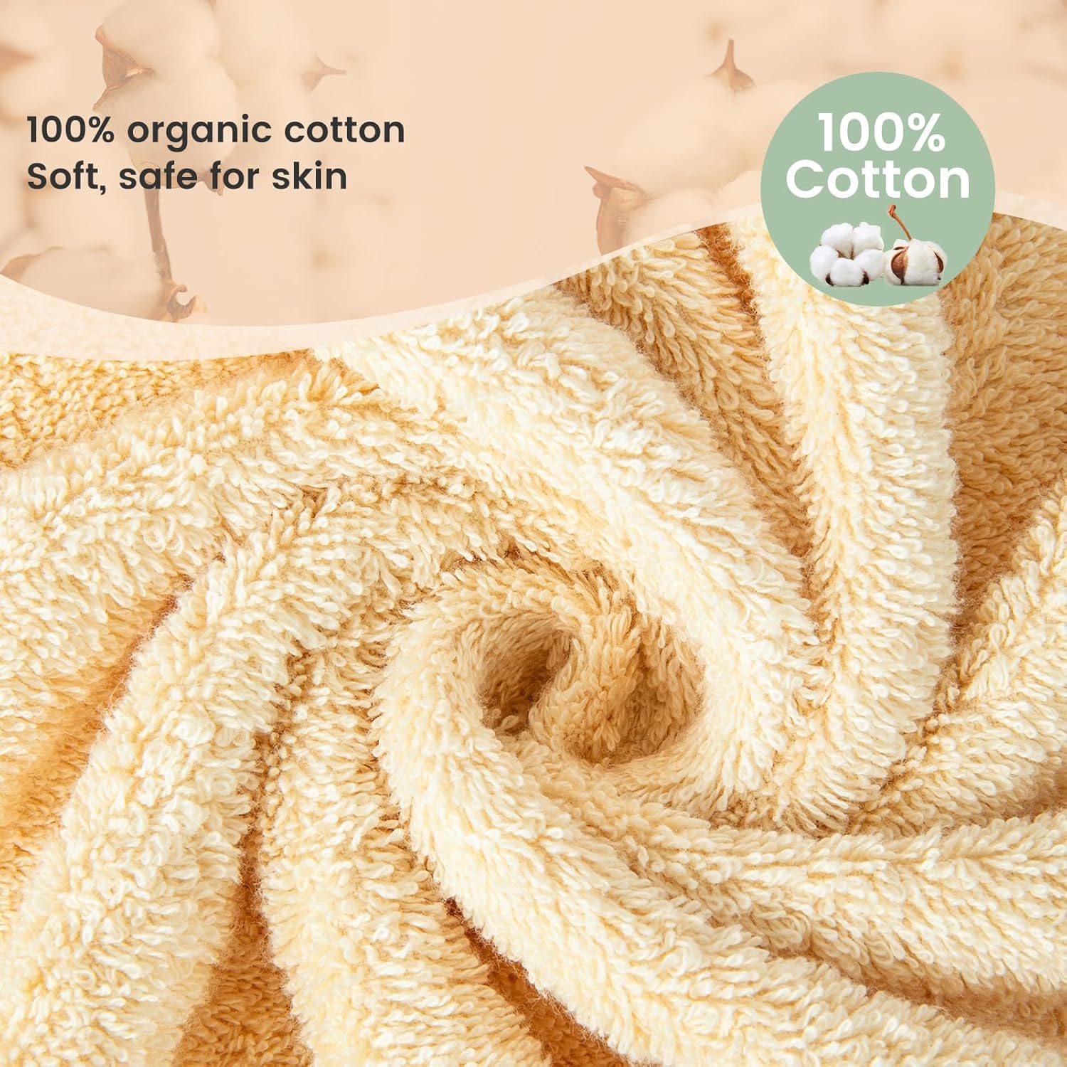 SEMAXE Solid 6-Piece Towel Set - 100 Cotton 600 GSM Beige