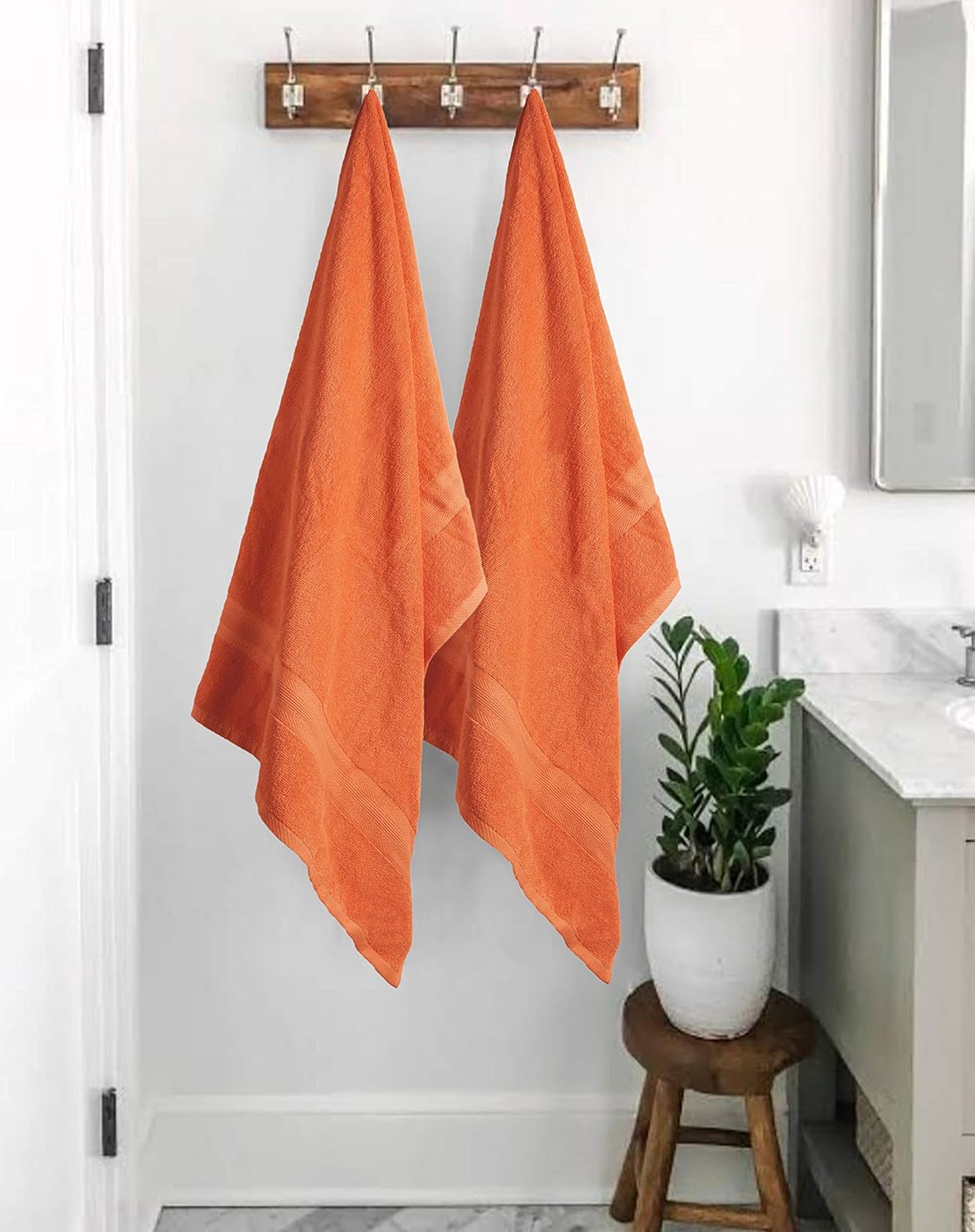BOUTIQUO Premium Cotton 4 Pack Bath Towel Set - Orange 1