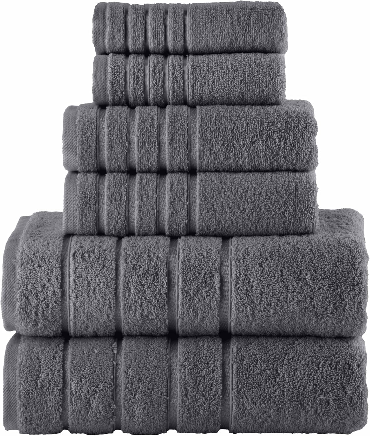 Elegant Comfort 6-Piece Viscose Stripe Towel Set - Gray