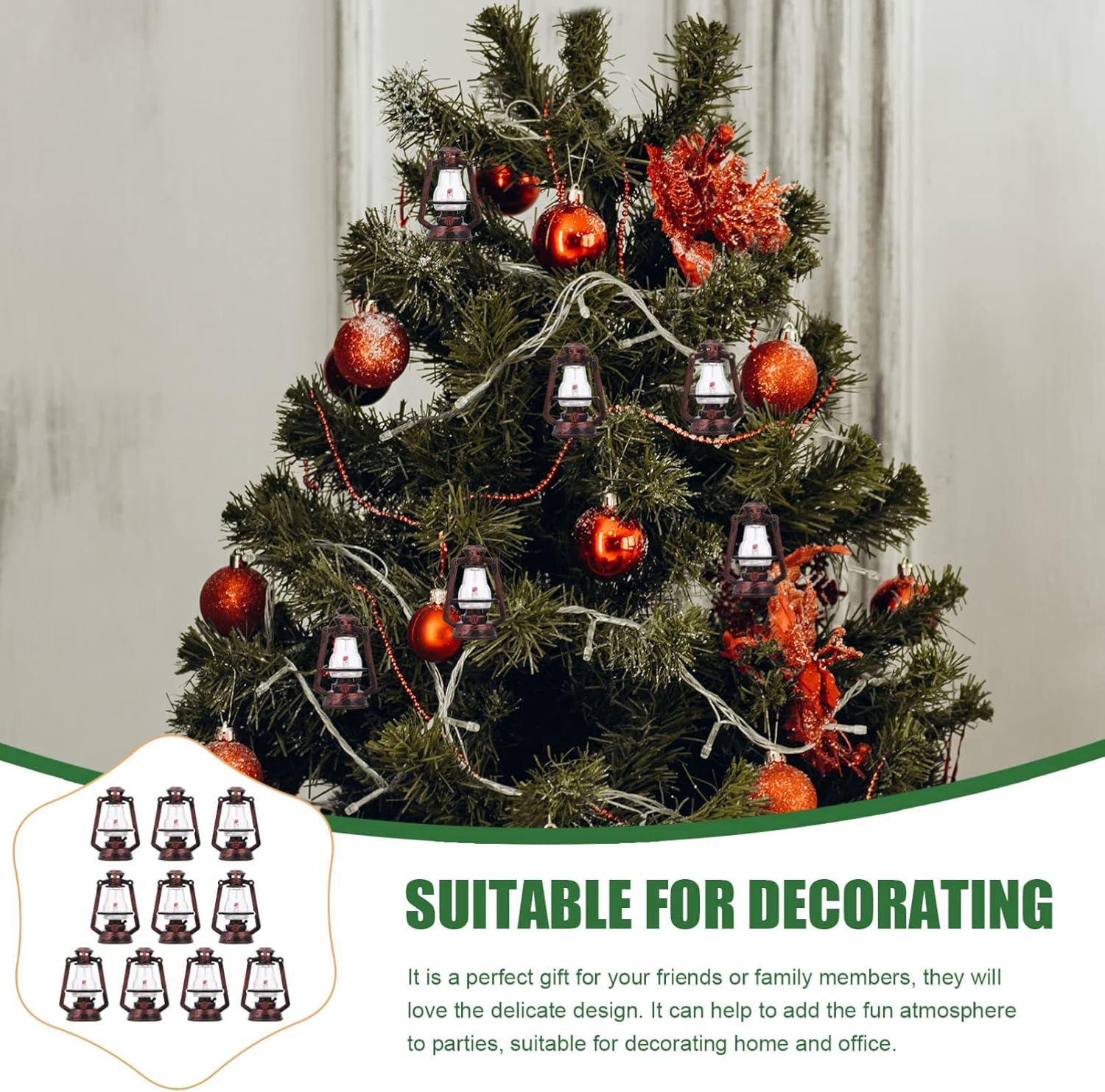 DOITOOL 10 Pcs Mini Copper Lanterns Christmas Decor