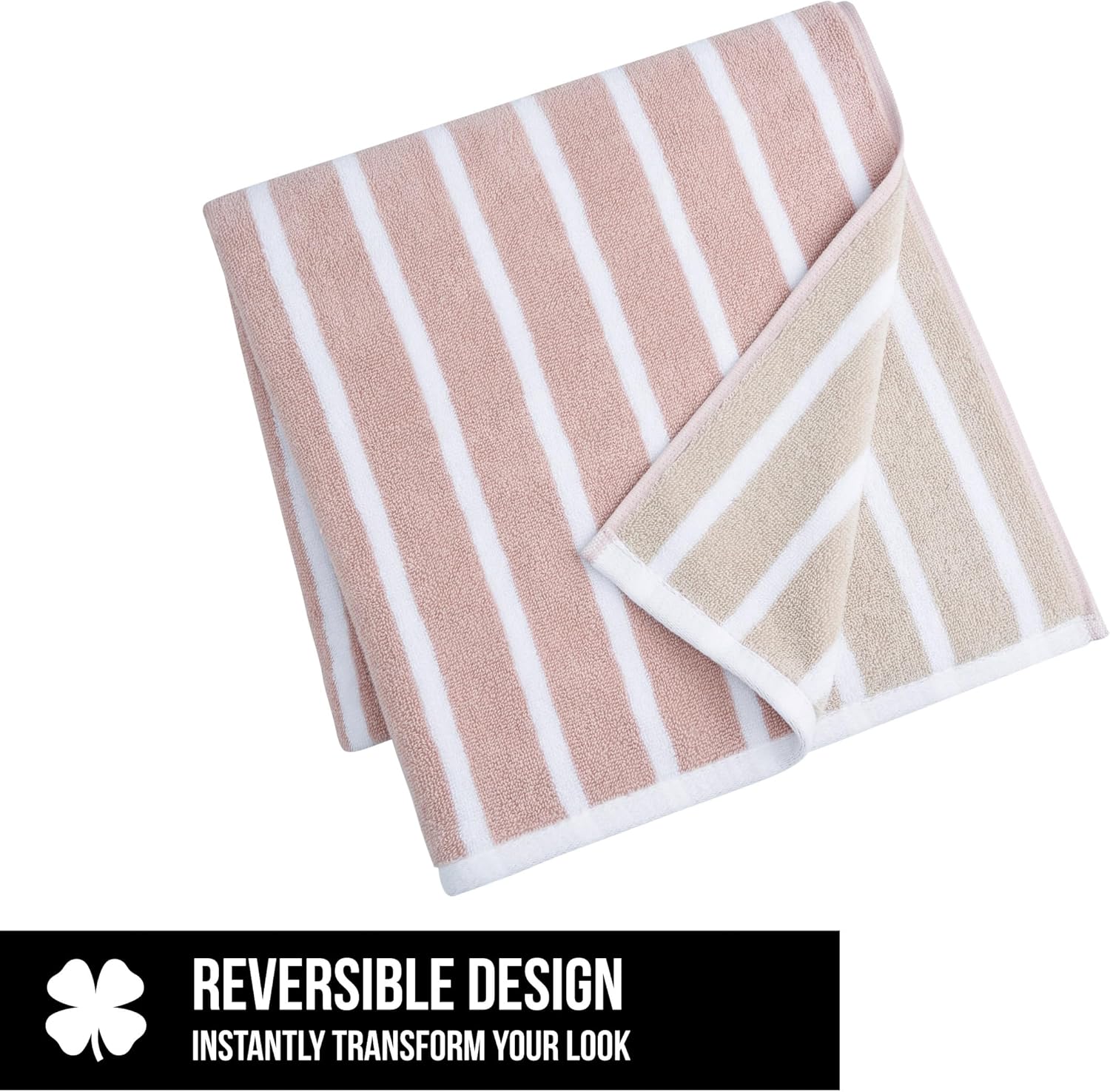 Lucky Brand Reversible Stripe 6 Piece Bath Towel Set - Grey Beige