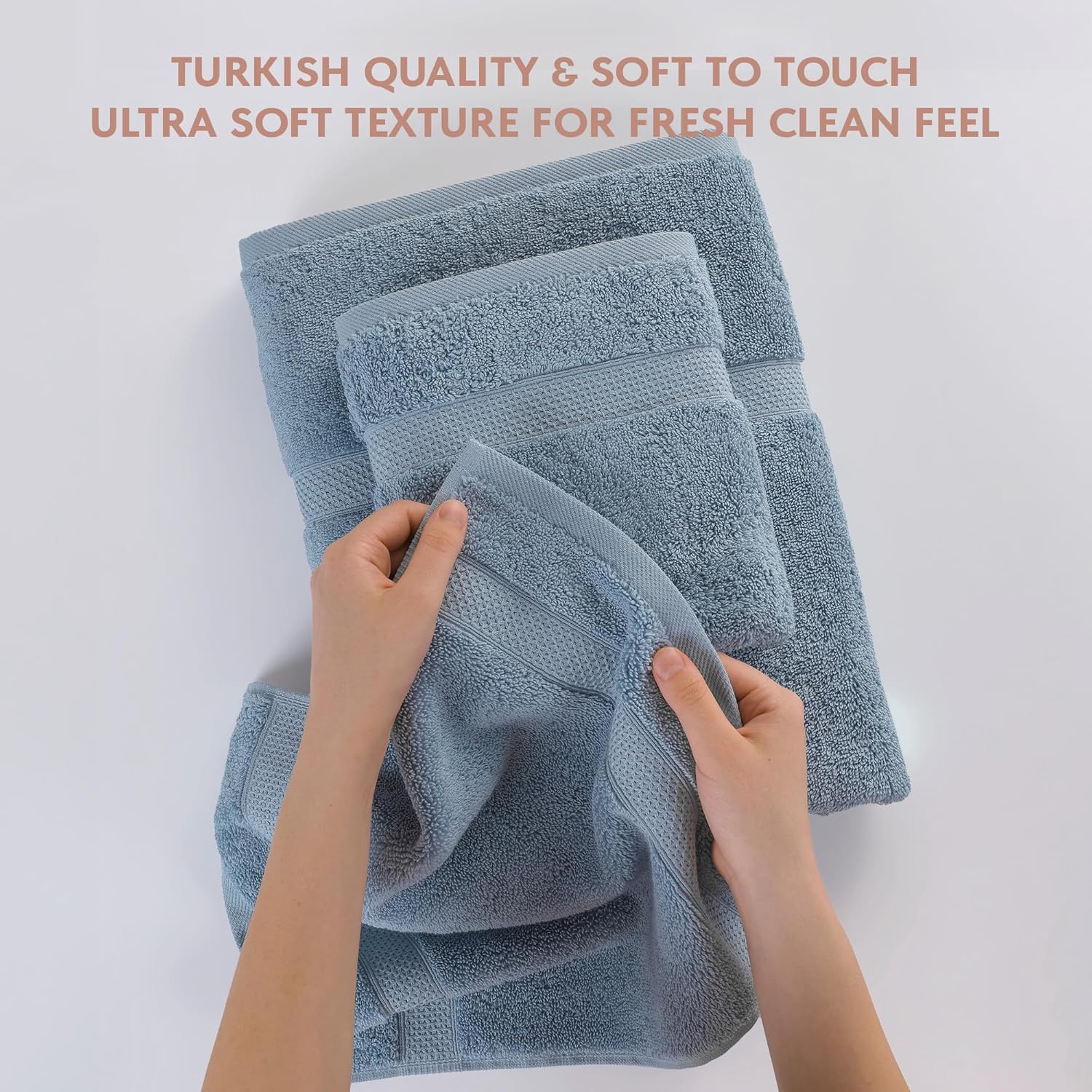 TrendShine Indigo 100 Turkish Cotton Towel Set of 6