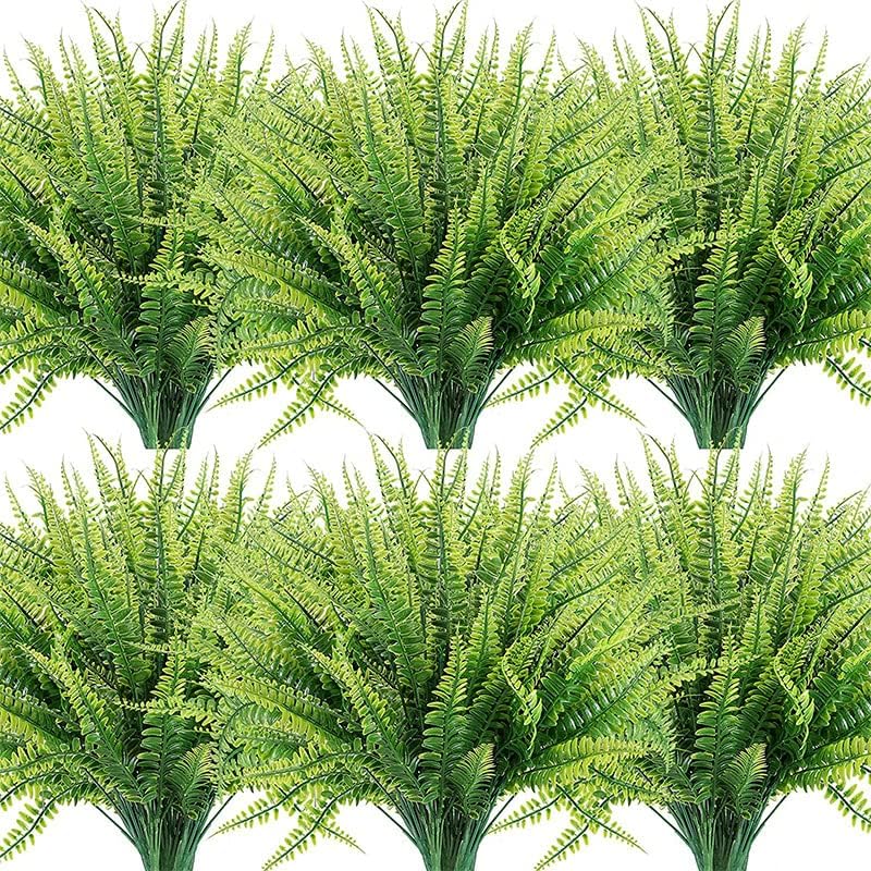 8 Bundles Artificial Fall Boston Fern Plants Outdoor Bushes