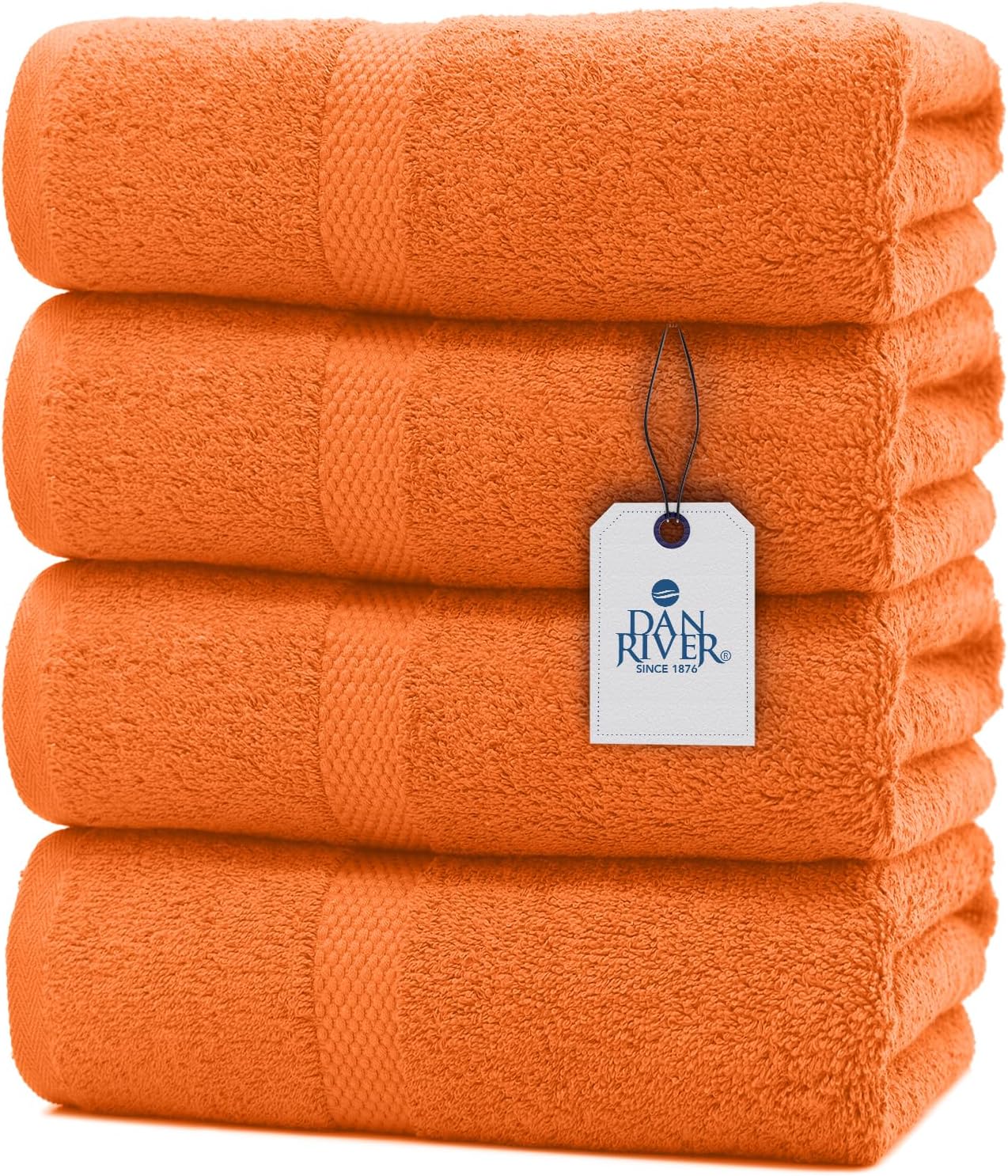 DAN RIVER 100 Cotton Bath Towels 27x54 4-Pack Orange