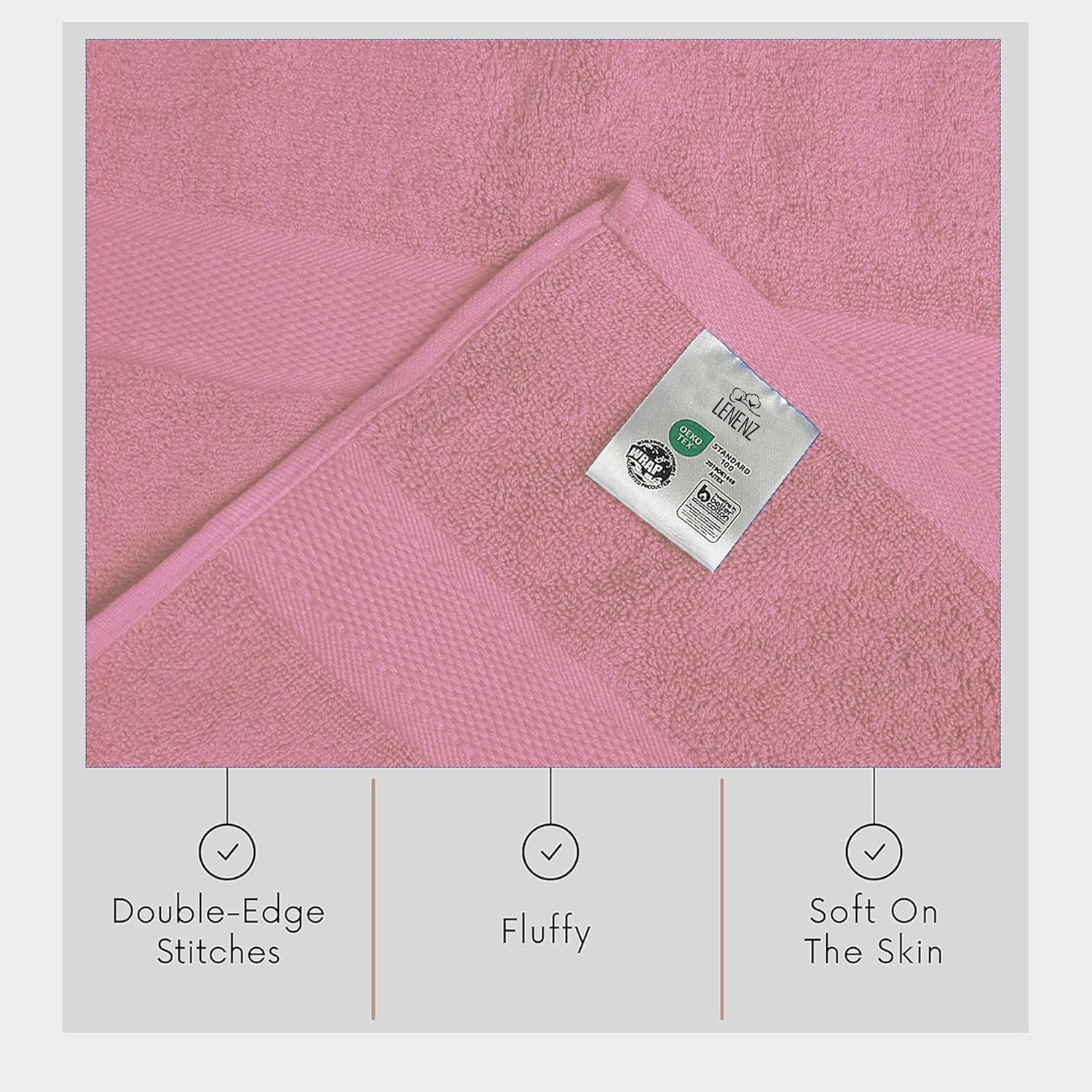 Lenenz 4 Pack Premium Cotton Bath Towels - Ultra Soft Quick-Dry Durable 27x54