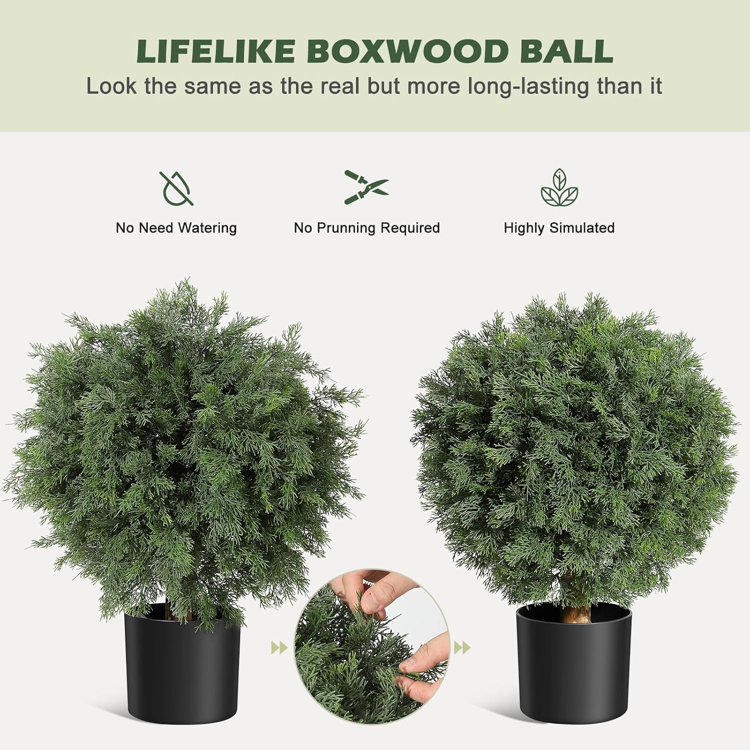 GarveeHome 24 Artificial Cedar Topiary Ball Tree 2 Pack