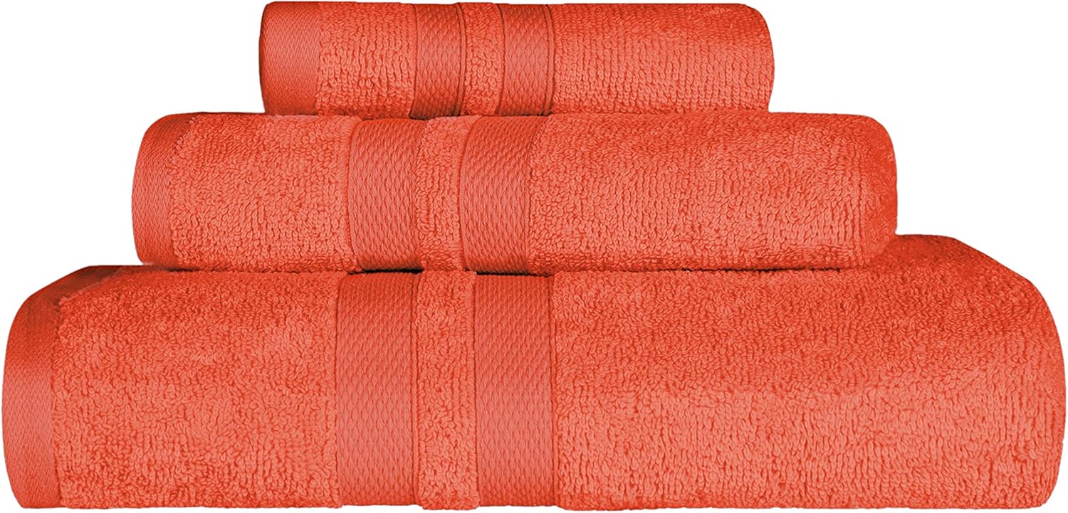 Superior Ultra-Soft 3-Piece Cotton Towel Set - Tangerine