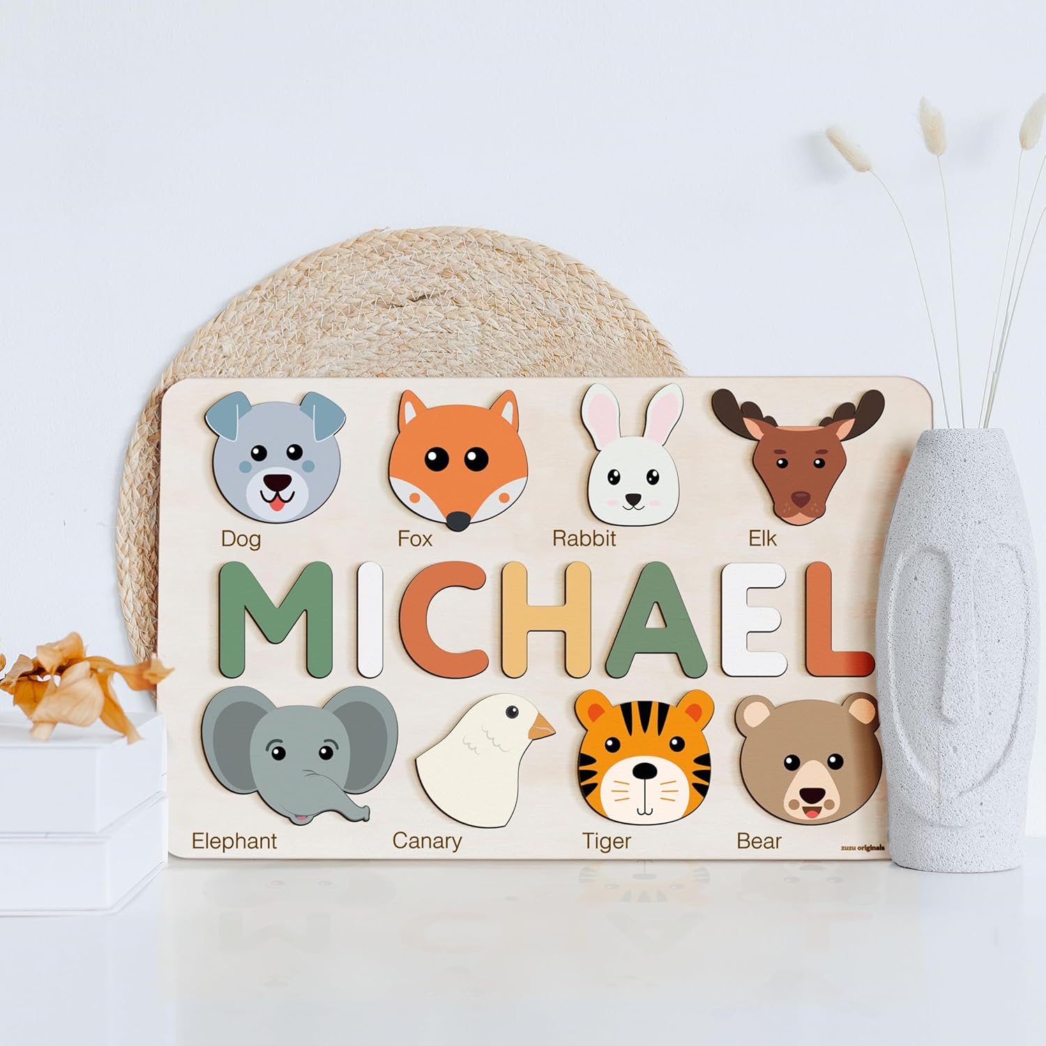 Zuzu Puzzle Personalized Baby Name with Animals