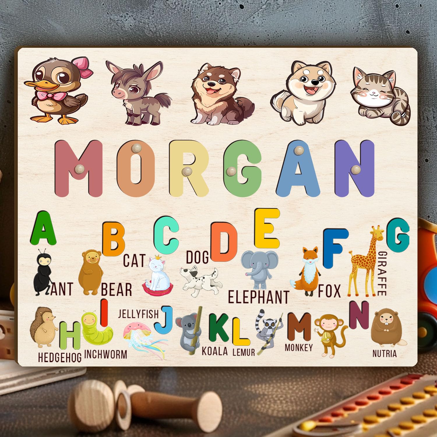 Personalized Wooden Name Puzzle for Toddlers 1-3 1