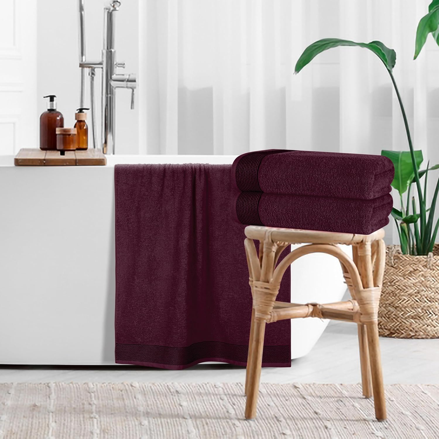 Belizzi Home Ultra Soft 4 Pack Bath Towels - 27x54 Inches Burgundy