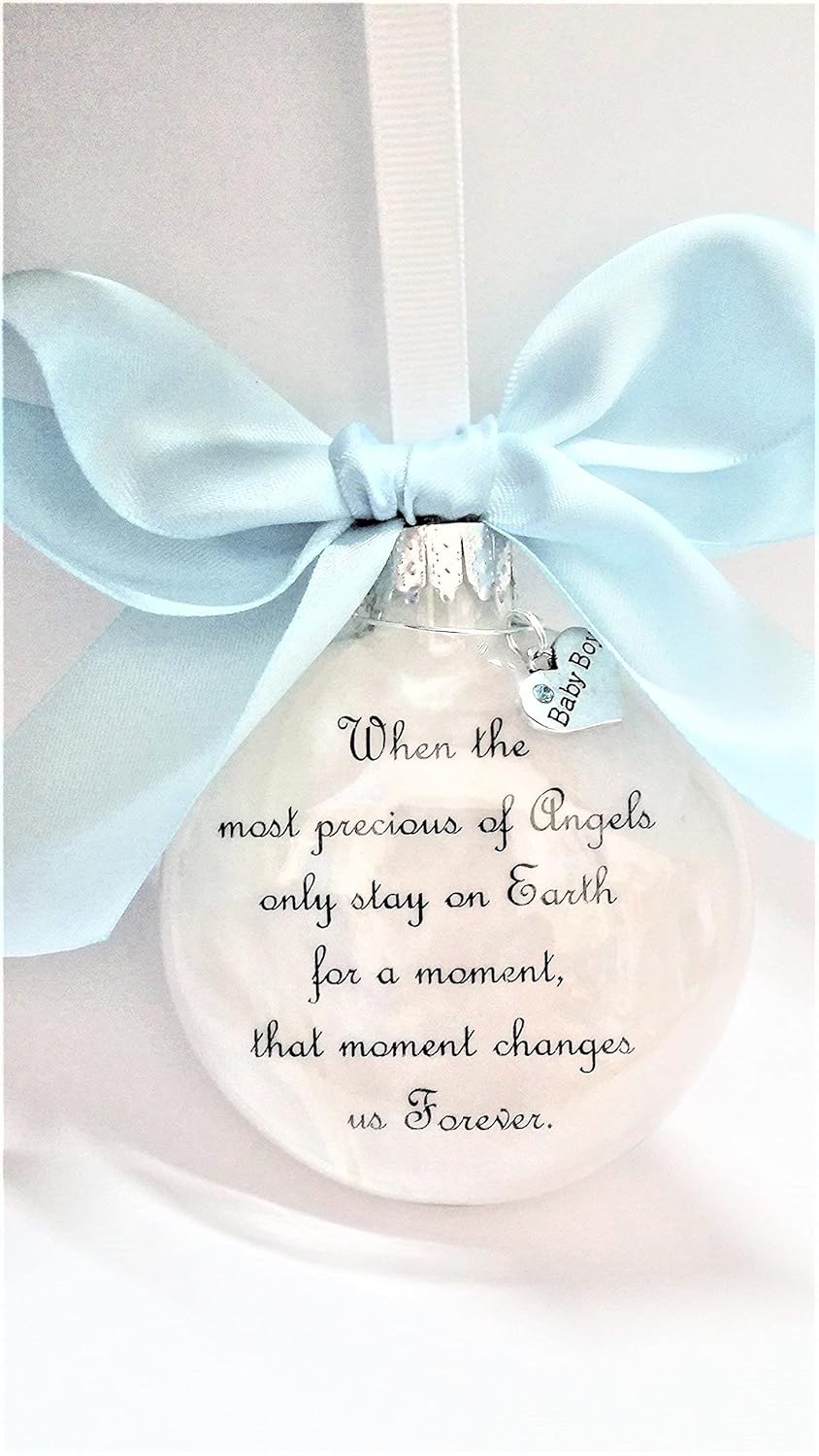 Baby Boy Memorial Ornament with Angel Charm
