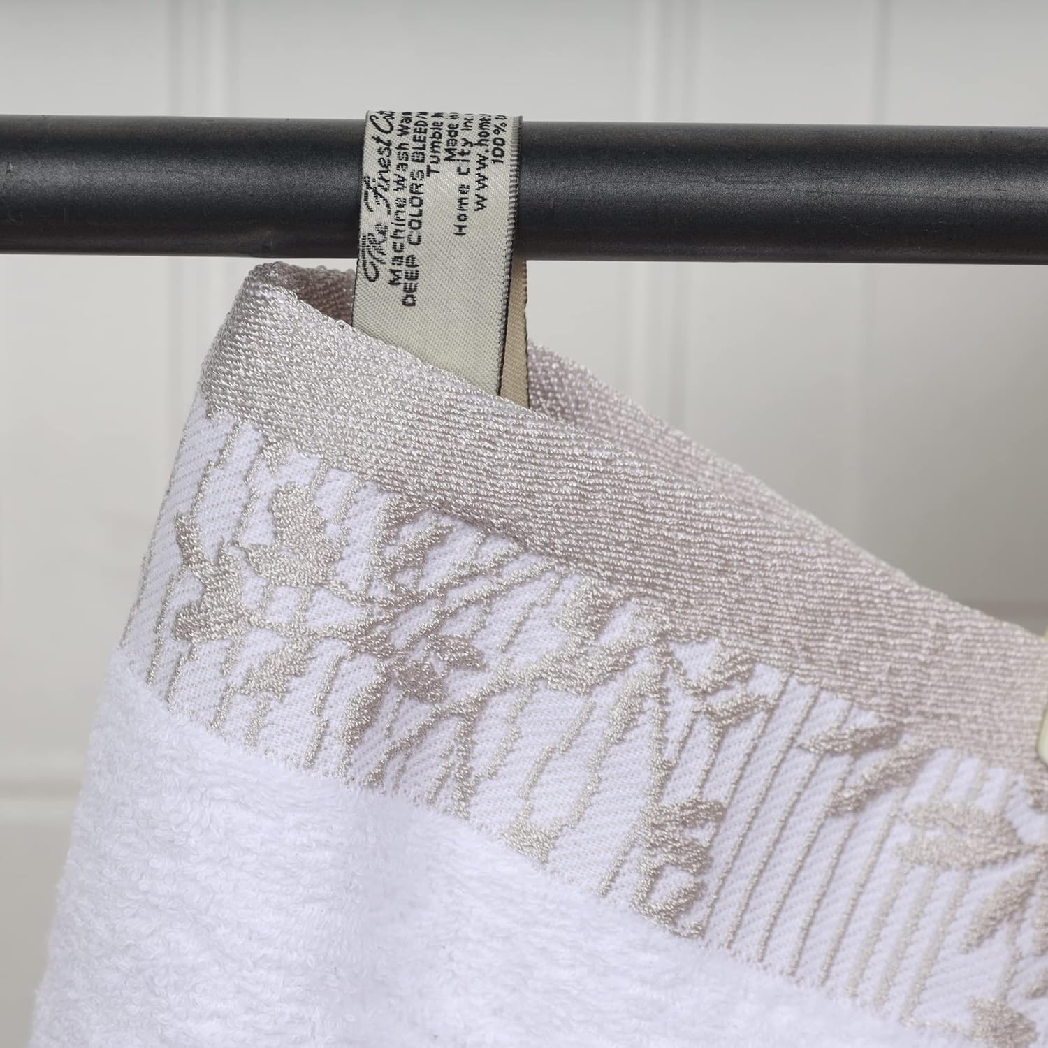 Superior Cotton Bath Towels Set of 2 with Floral Border