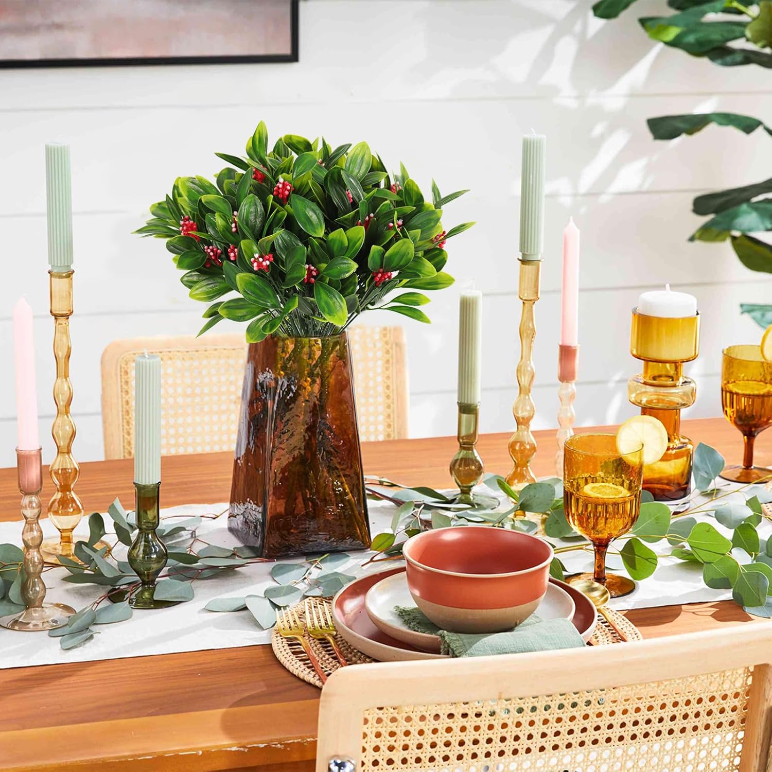 RECUTMS Artificial Ferns Greenery Bushes for Home Decor