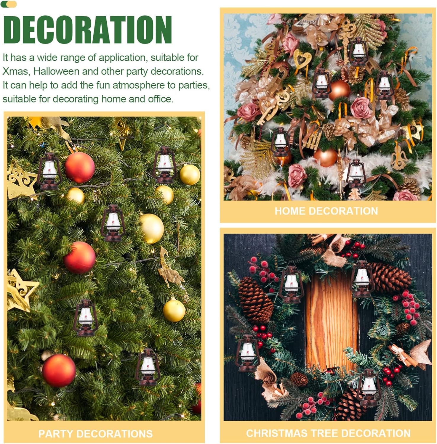 DOITOOL 10 Pcs Mini Copper Lanterns Christmas Decor