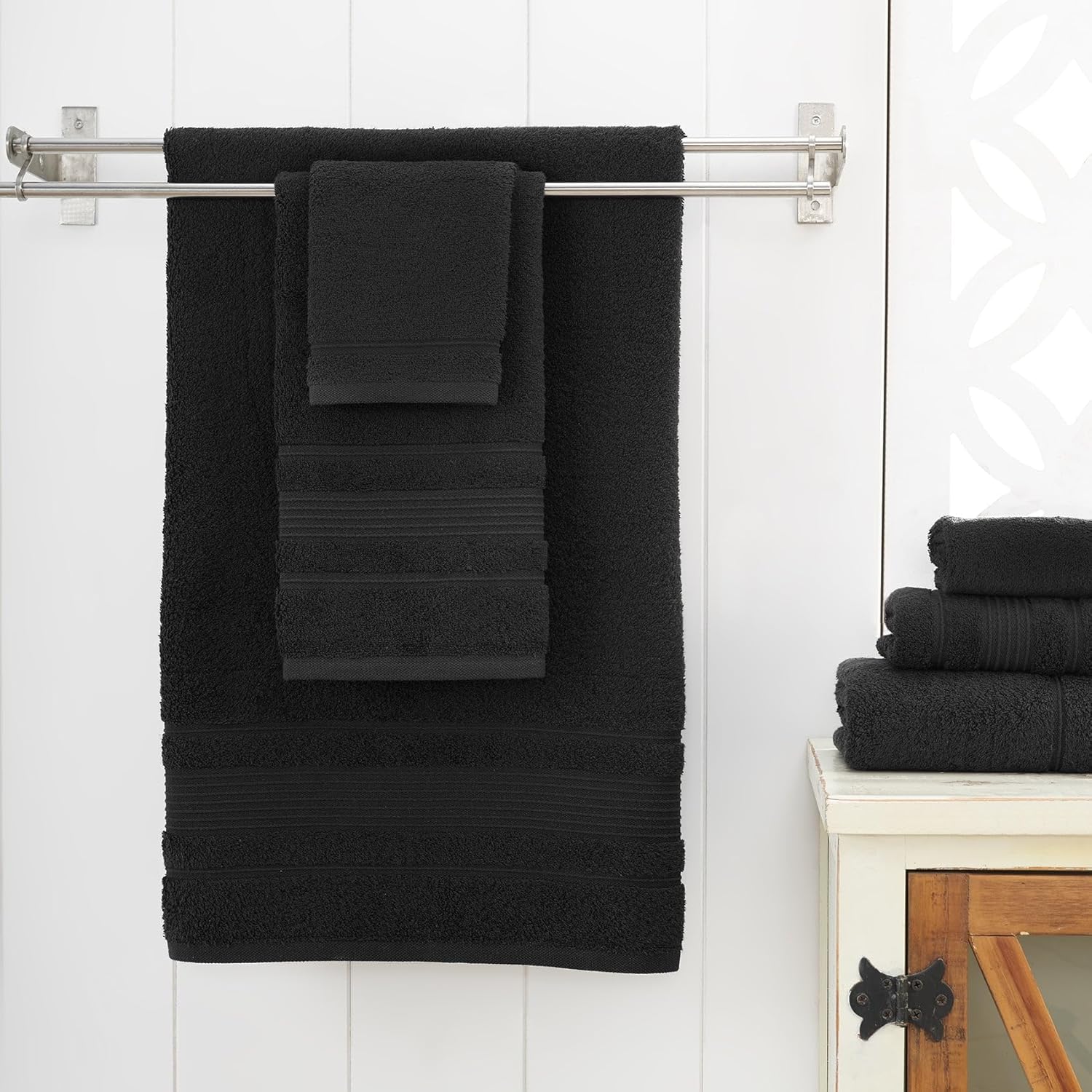 Ephesos Personalized Monogrammed Black Towel Set - 3 Piece