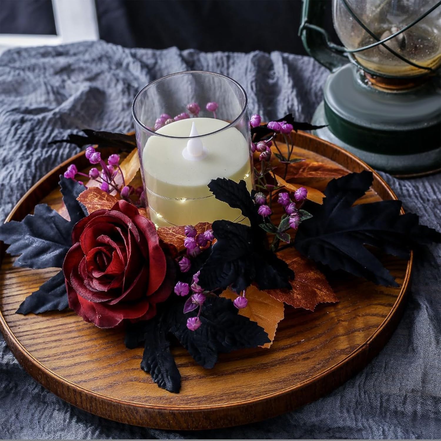 VIVIANYO HD Halloween Candle Wreath Red
