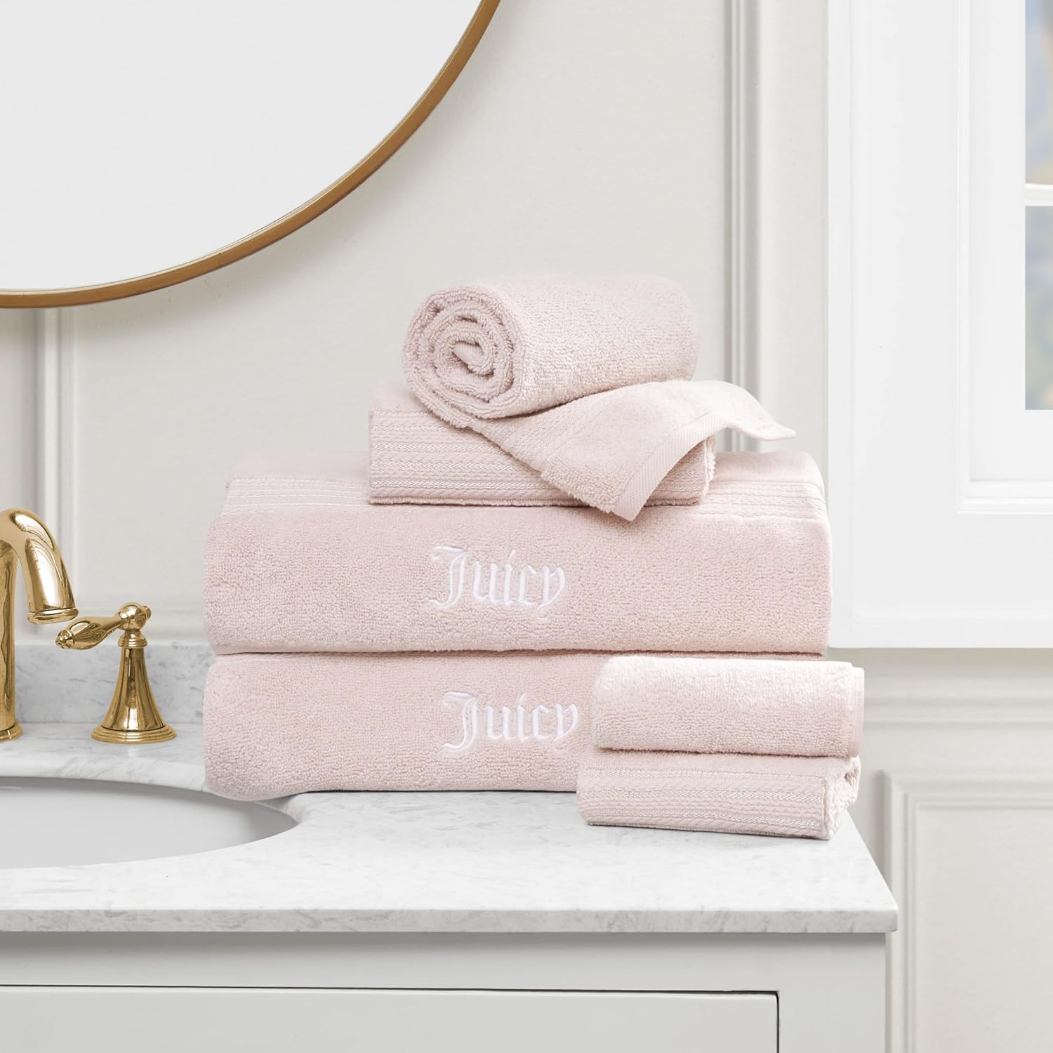 Juicy Couture Alyssa 6 Piece Bath Towel Set - Pink
