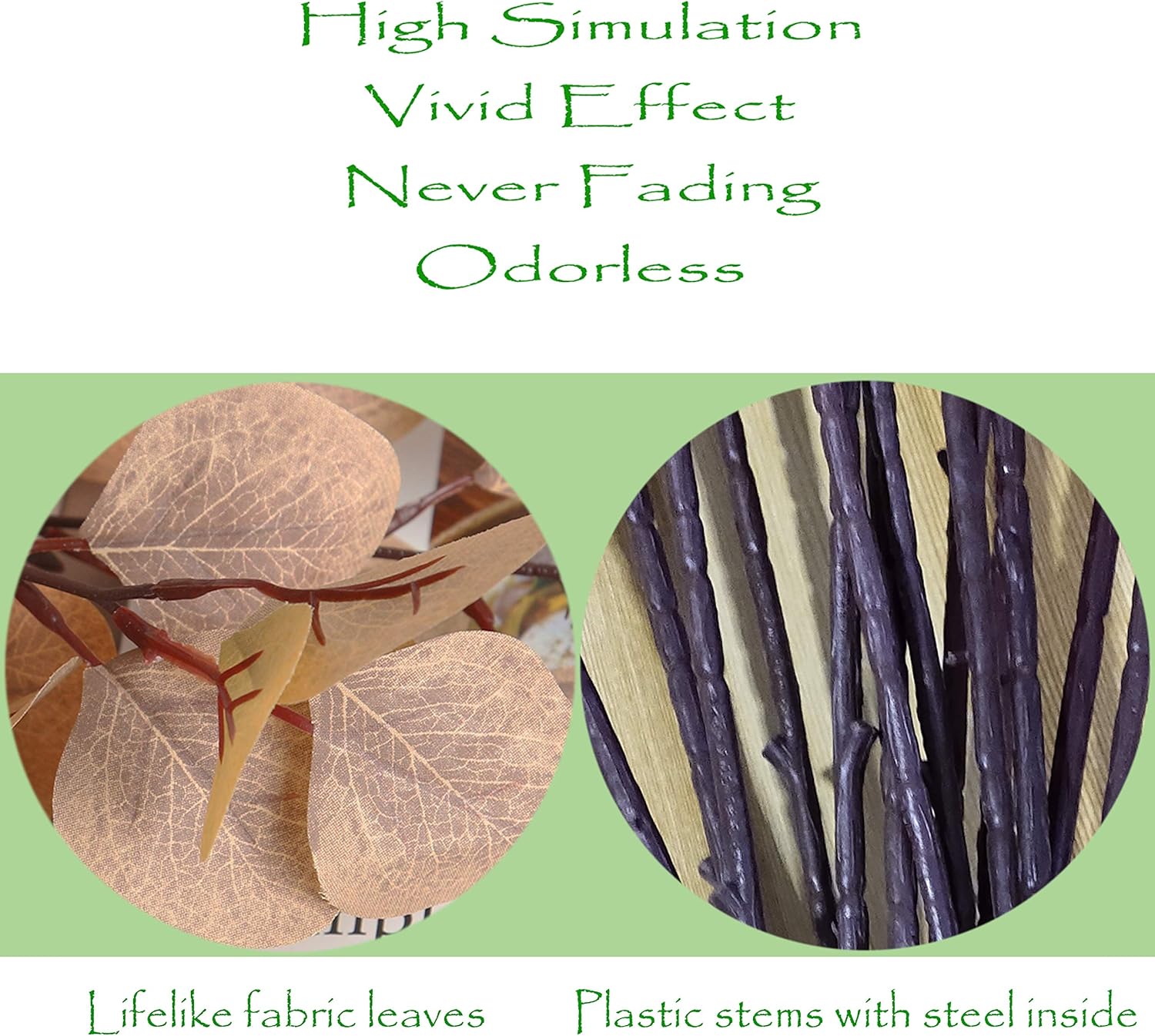JD Artificial Silver Dollar Eucalyptus Plants 5PCS