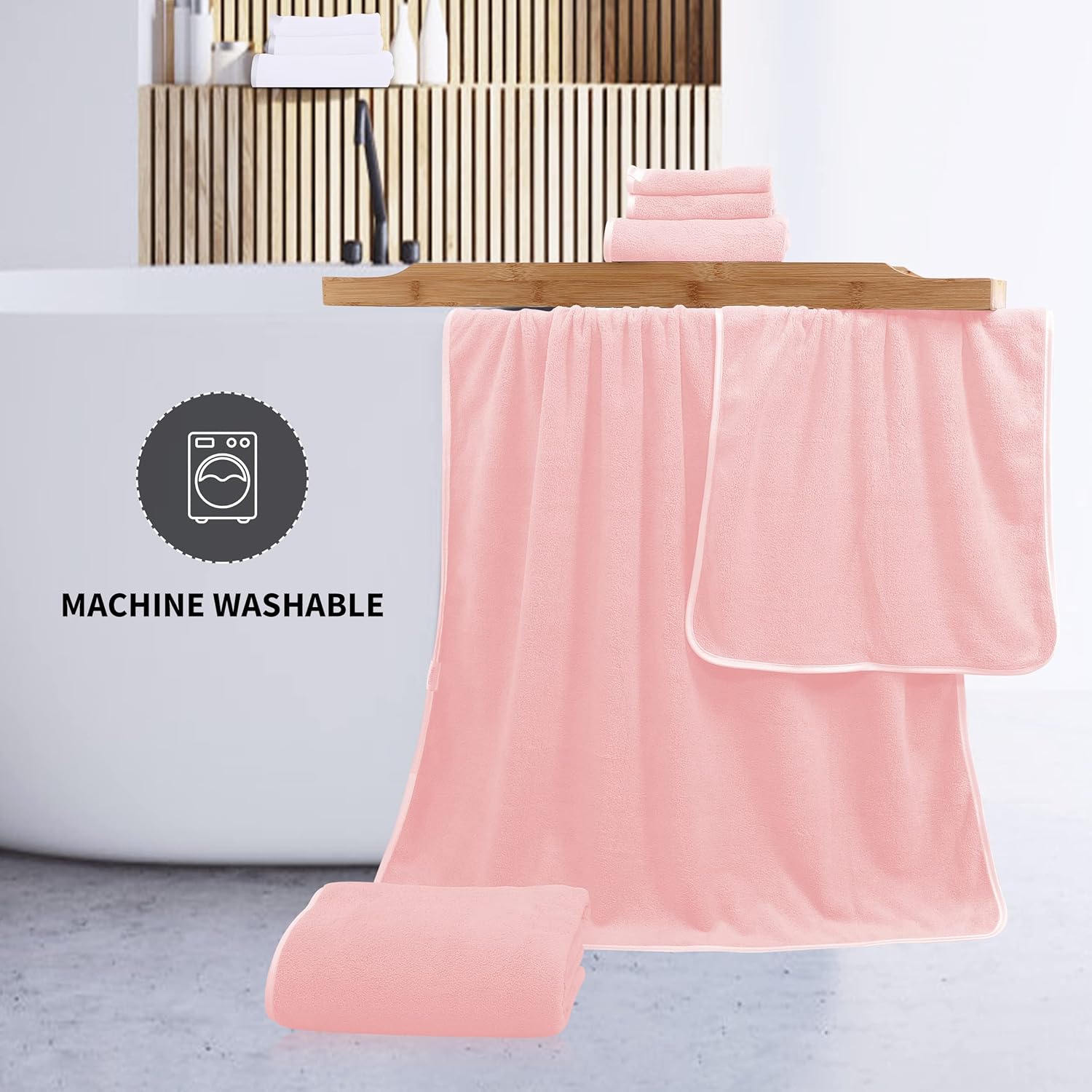Cosy Family 8-Piece Microfiber Towel Set Pink
