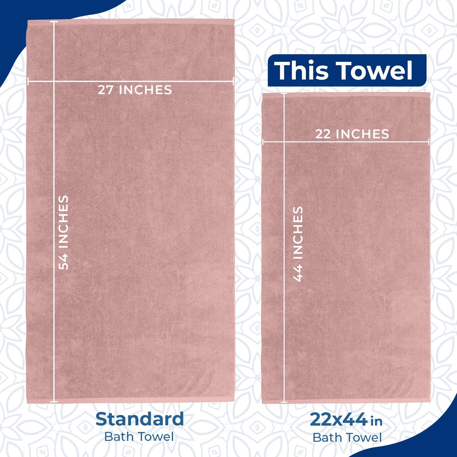 DAN RIVER 4 Pack Bath Towels DustyRose 22x44 Inches