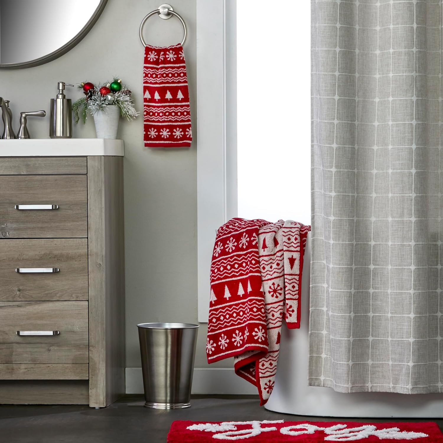 SKL Home Winter Fair Isle Bath Towel Red