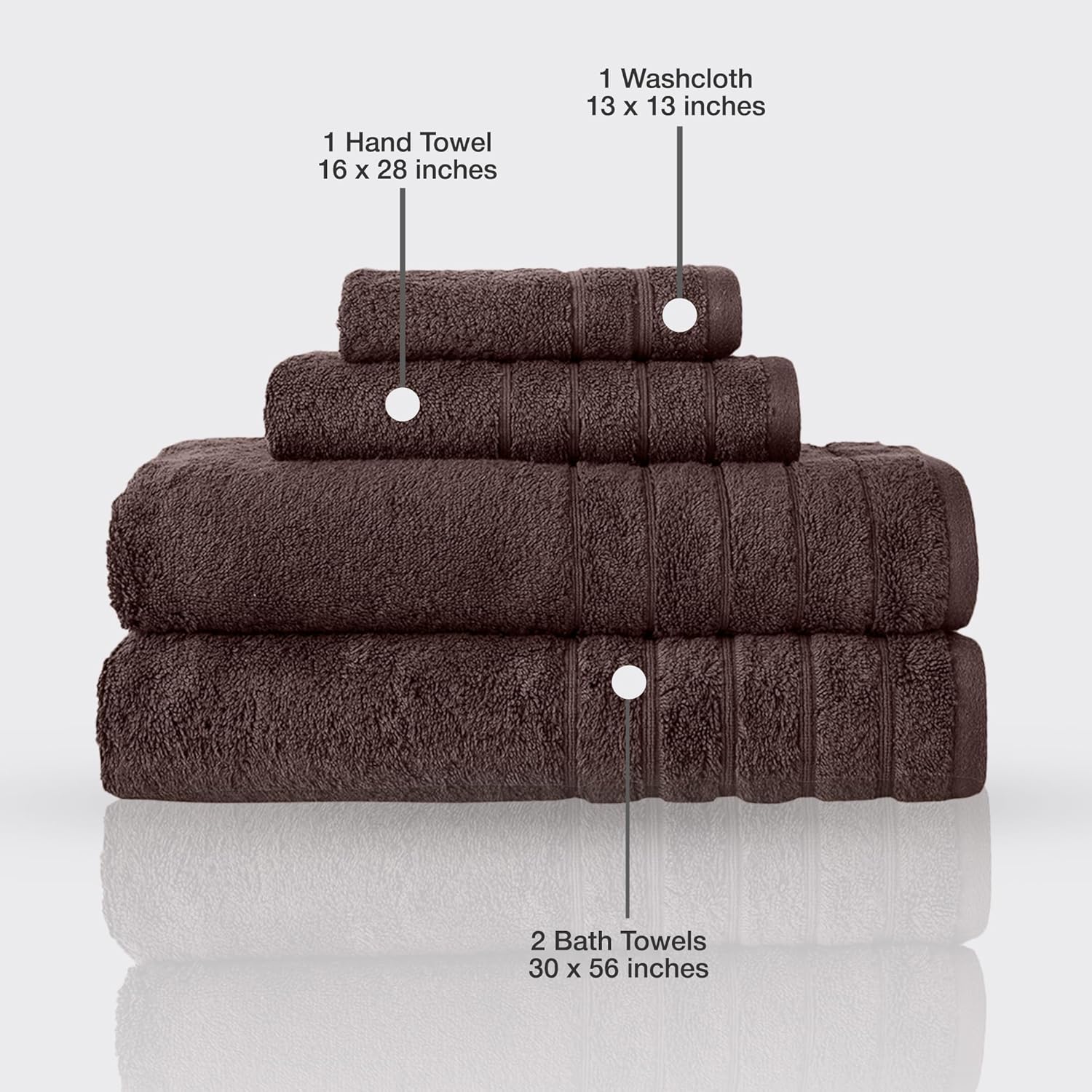 Towels Beyond Luxury 4 Piece Towel Set Chocolate