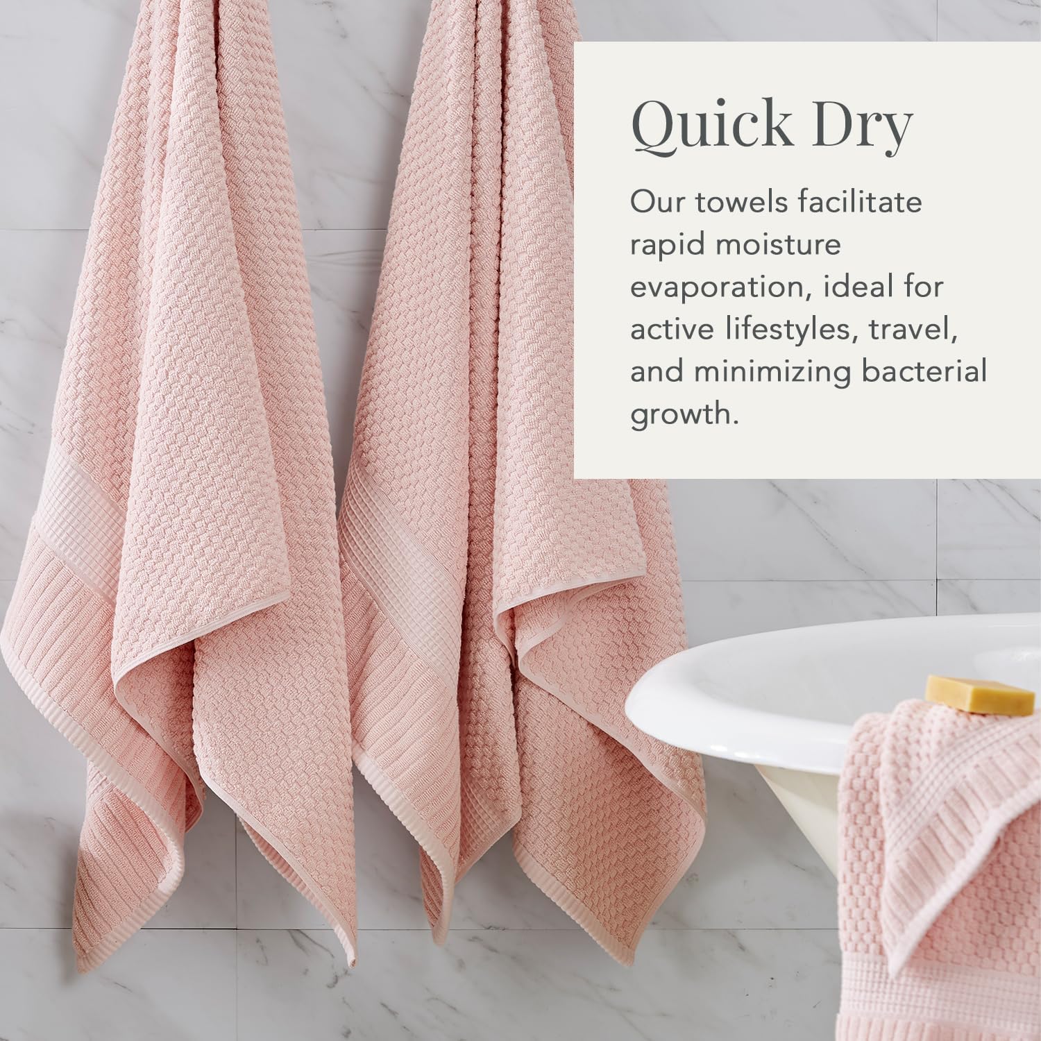 NY Loft 100 Cotton Bath Towel Set 4 Pack Light Pink