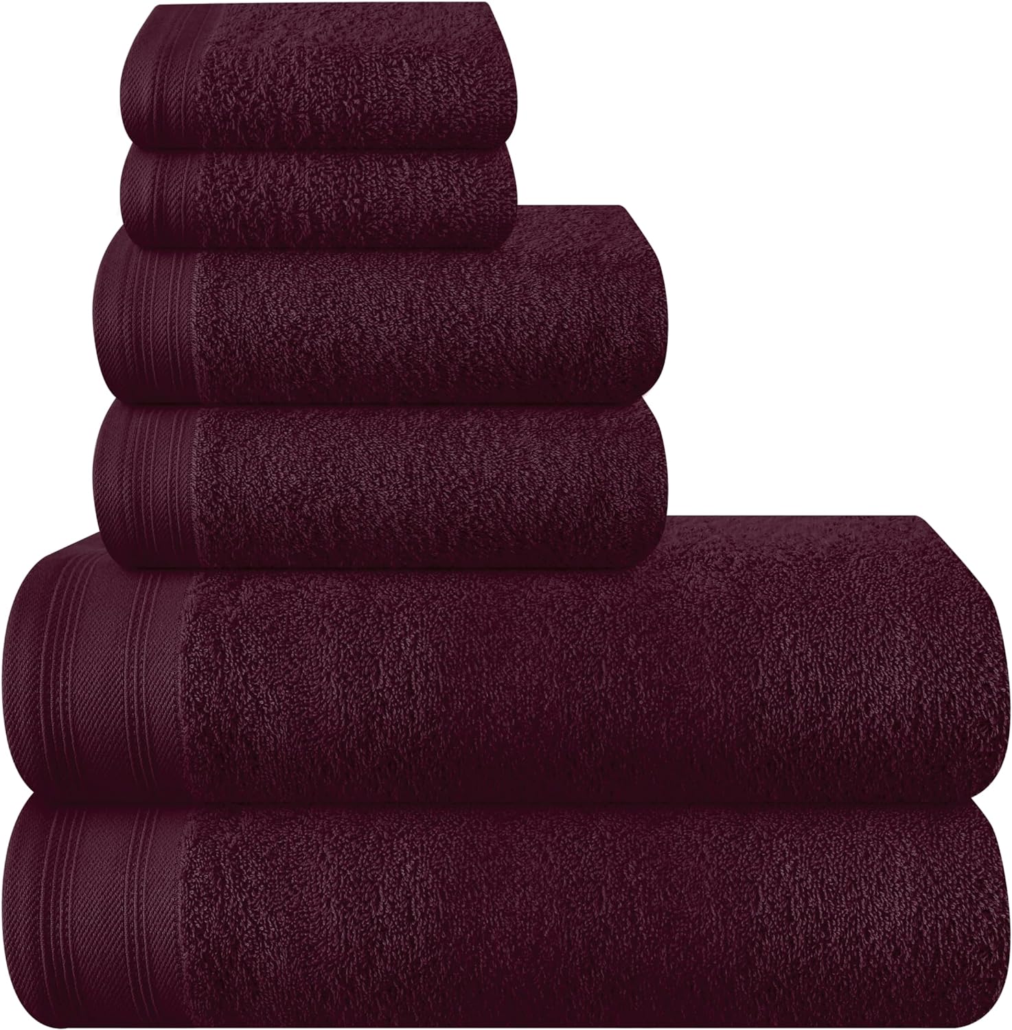 Ultra Soft Cotton Towel Set 6 Pack - Burgundy