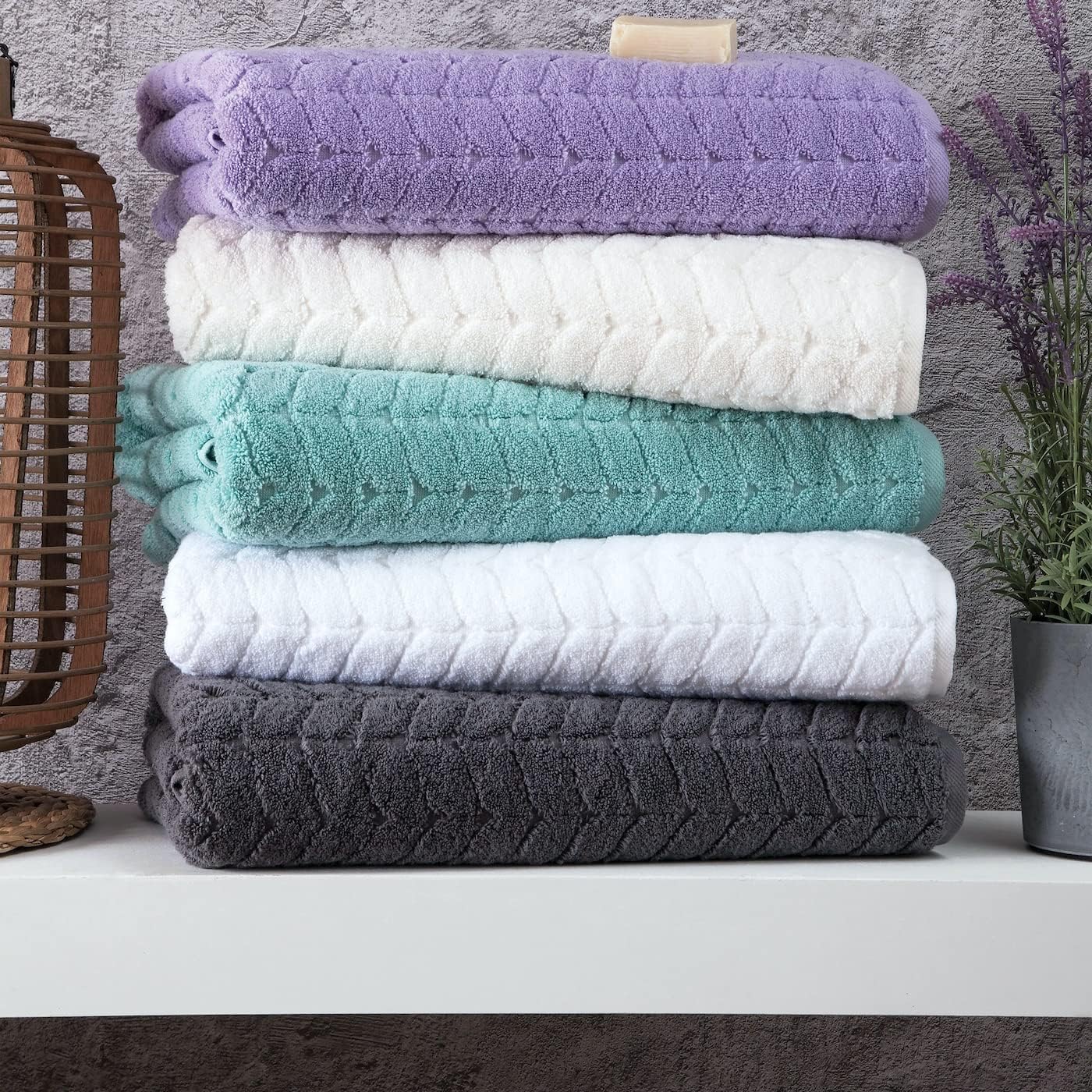 BAGNO MILANO Turkish Bath Towel Set - Charcoal Quick Dry Plush Towels