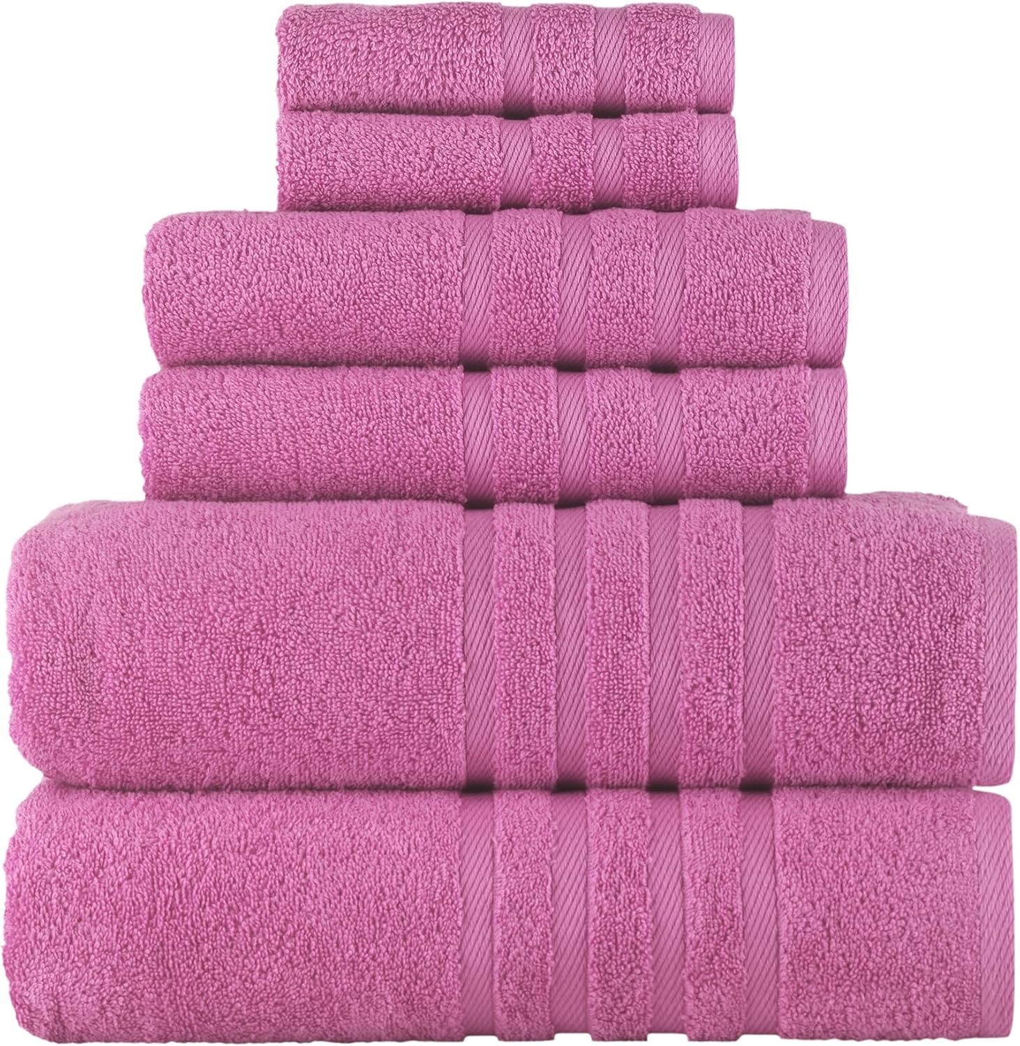 Rosyn Home Hotel Spa Quality 6 Piece Bath Towel Set Pink 1