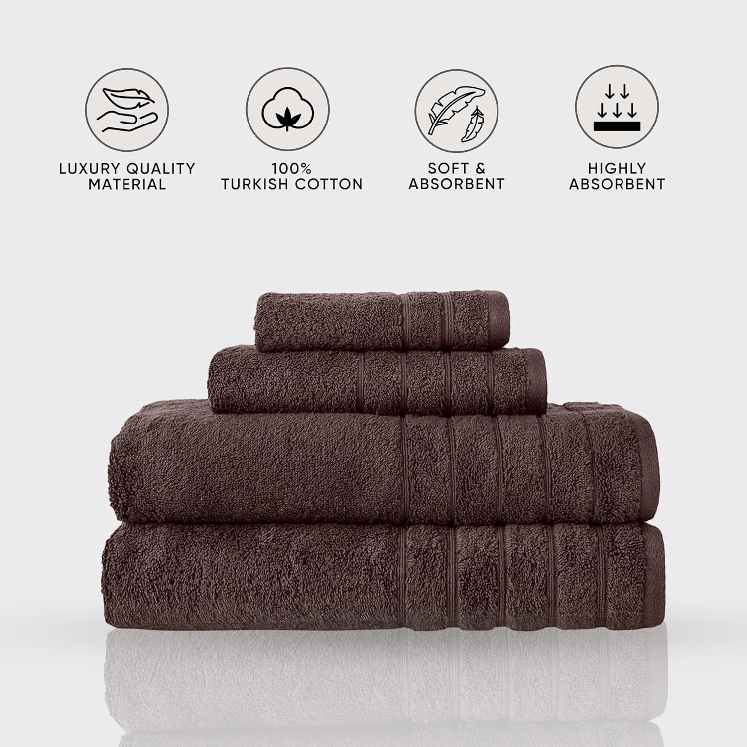Towels Beyond Luxury 4 Piece Towel Set Chocolate