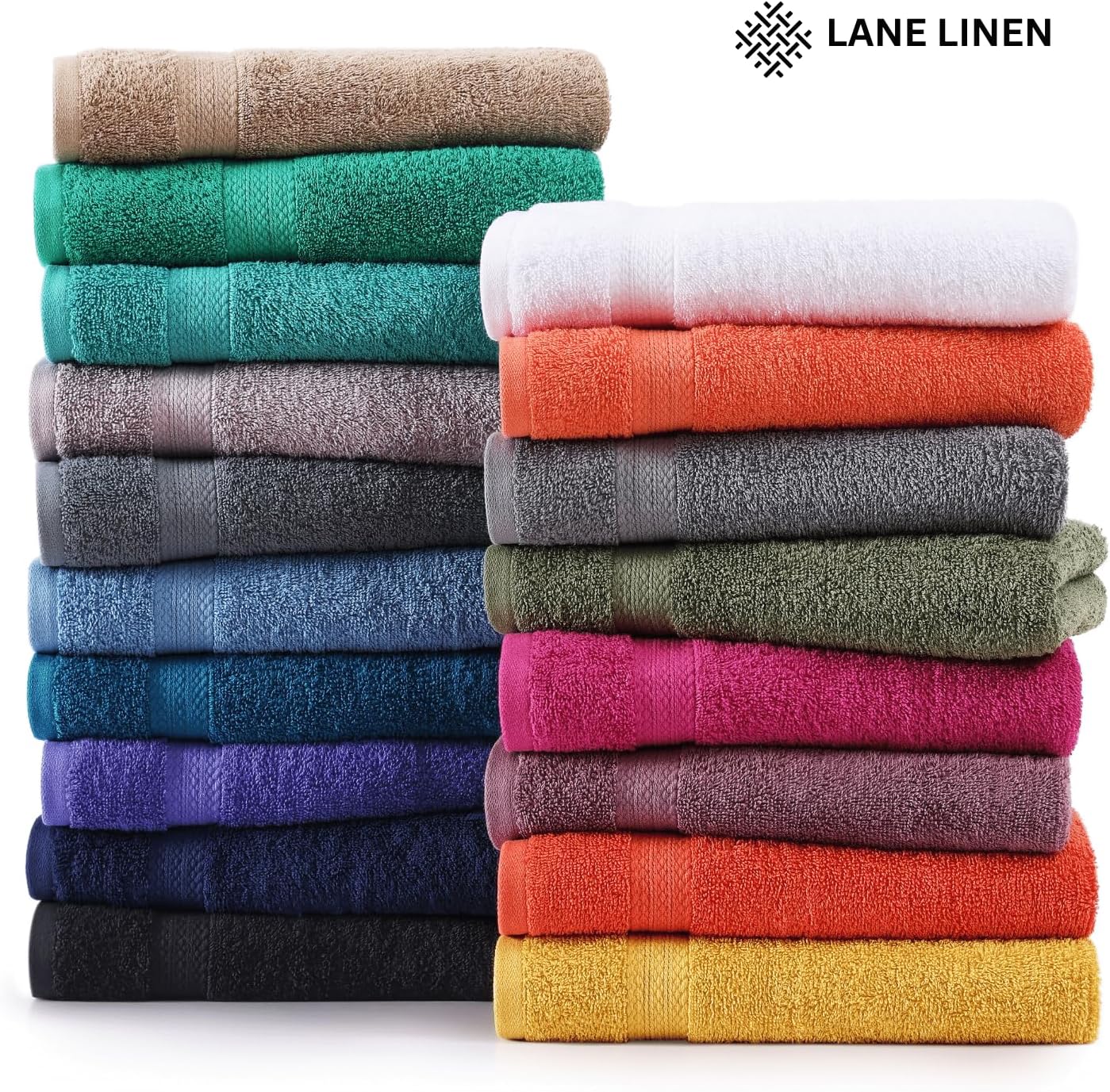LANE LINEN 100 Cotton Bath Towel Set 4 Pieces