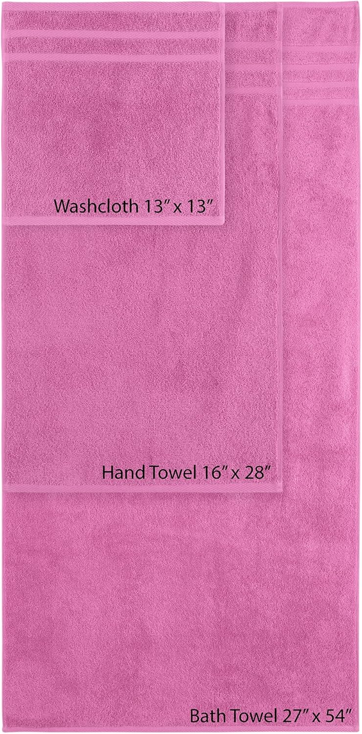 Rosyn Home Hotel Spa Quality 6 Piece Bath Towel Set Pink 1