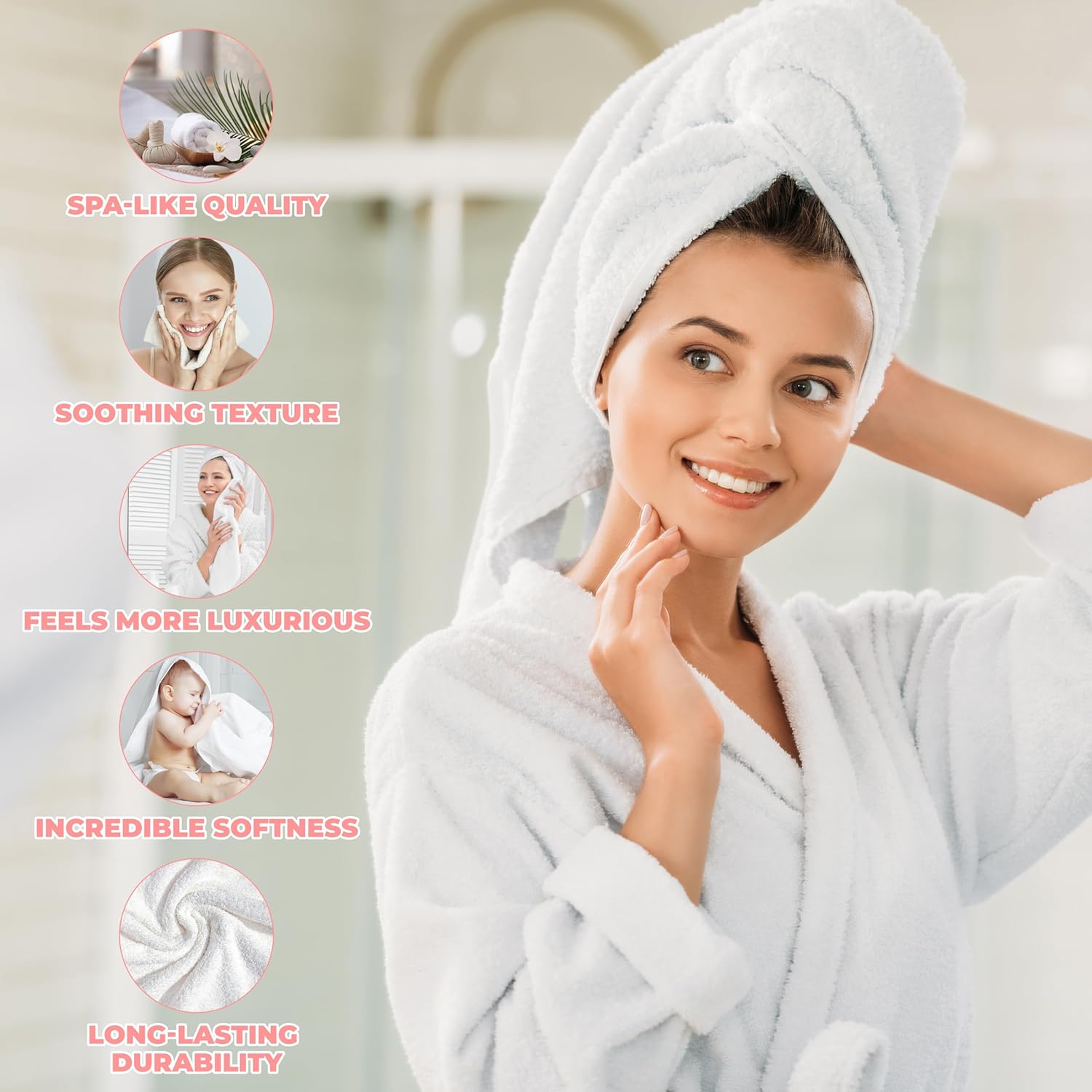 Superior Zero Twist Cotton Towel Set 6 Piece