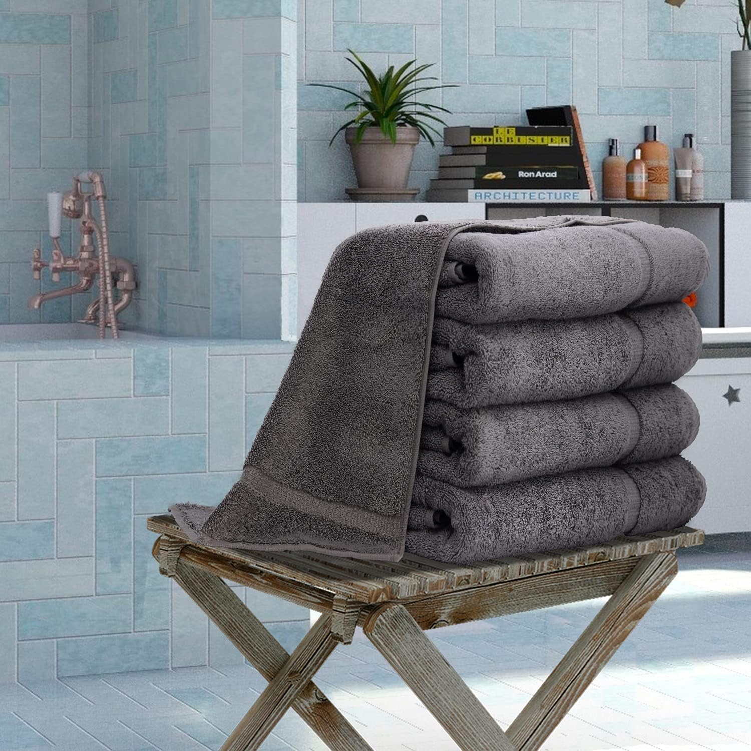 BC BARE COTTON Luxury Hotel Spa Towel Set - 4 pcs Gray 700 GSM