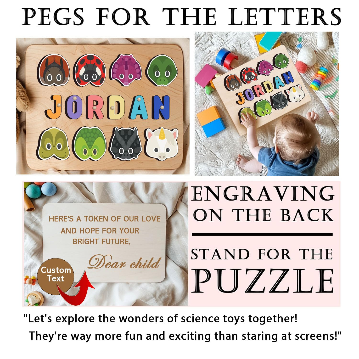 Personalized Wooden Name Puzzle For Kids 1-3 Years