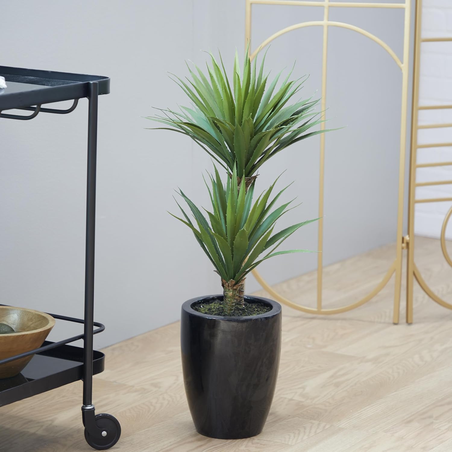 Deco 79 Artistic Artificial Dracaena Plant with Black Fiberglass Pot