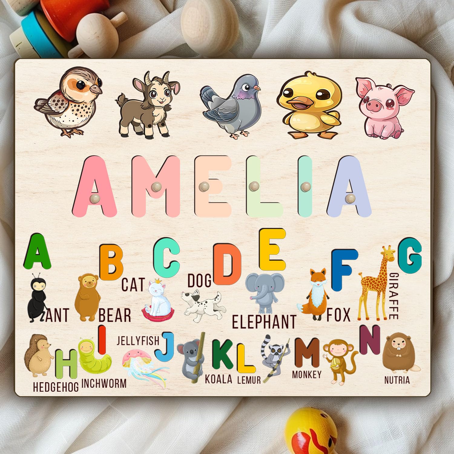 Personalized Wooden Name Puzzle for Baby Toddler 1