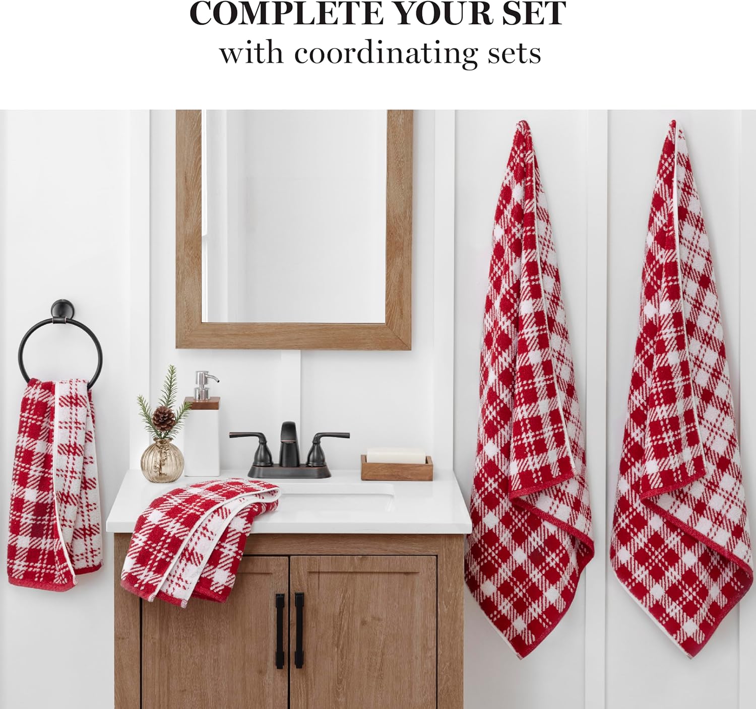 Martha Stewart Christmas Plaid Bath Towels Set of 2