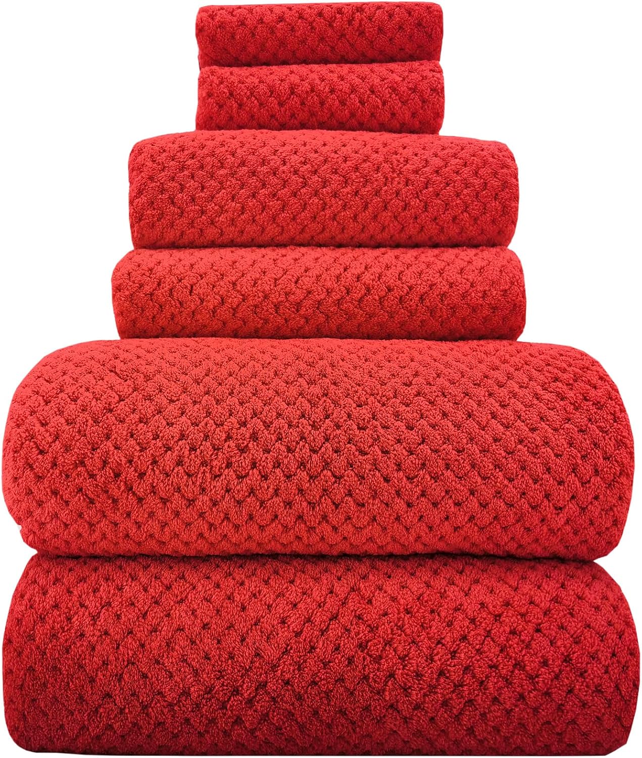 YTYC Oversized Bath Towels Set of 6 Red