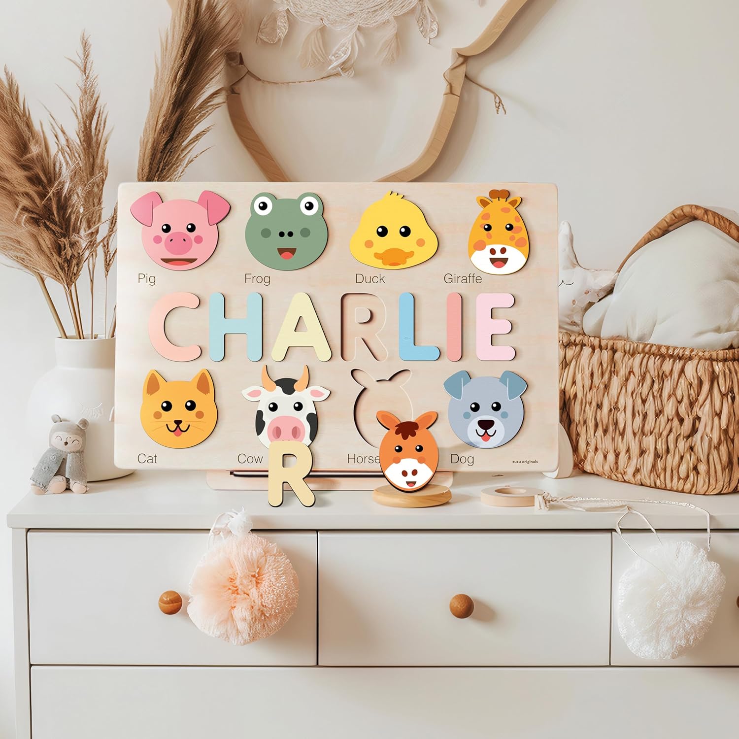 Zuzu Puzzle - Handcrafted Montessori Wooden Toy for 0-12 Month Babies