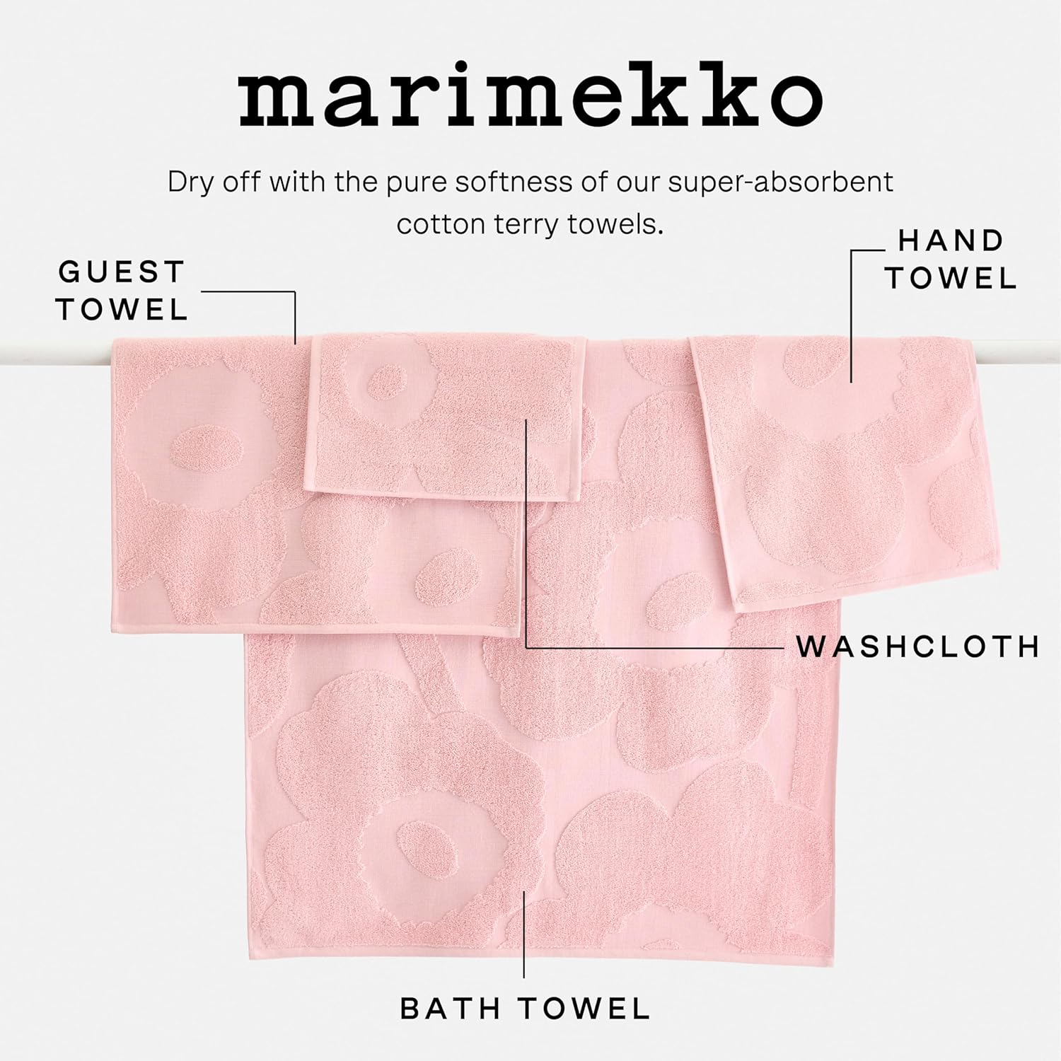 MARIMEKKO Unikko Cotton Terry Bath Towel Red