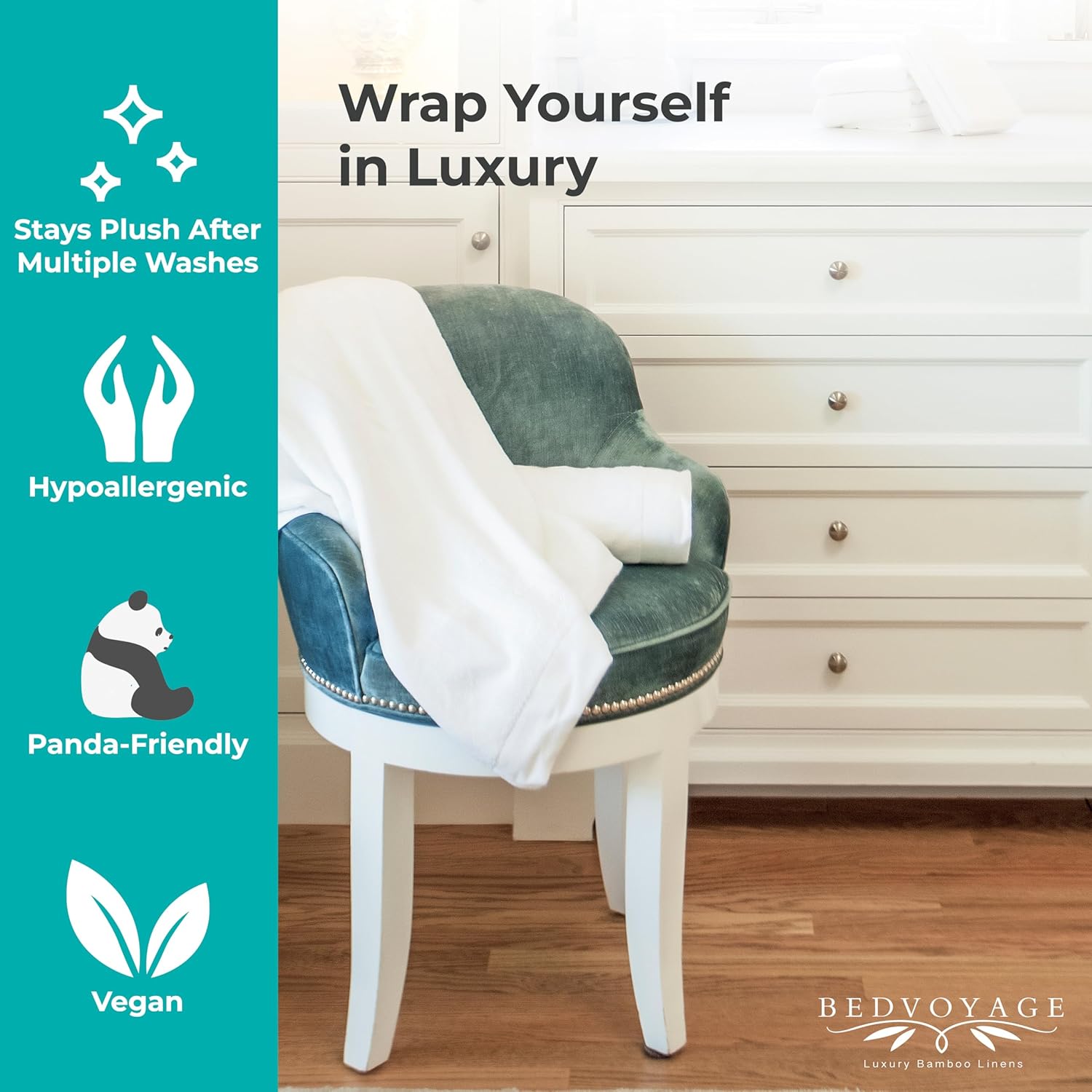 BedVoyage Luxury 3pc Bamboo Viscose Towel Set